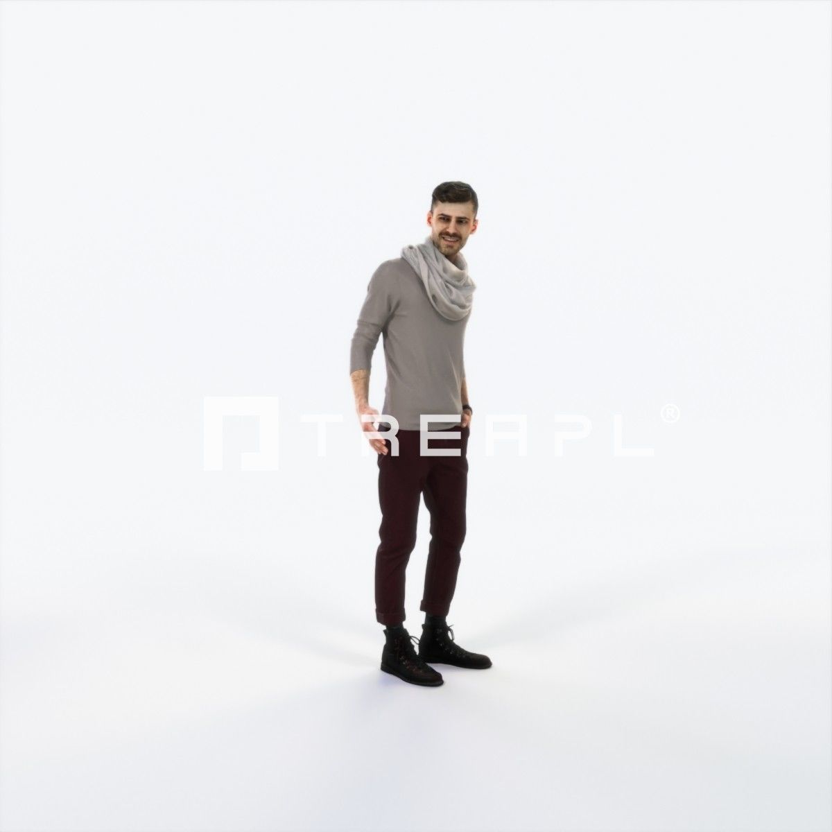Posture 03J Couple Casual Man Low-poly 3D model_1