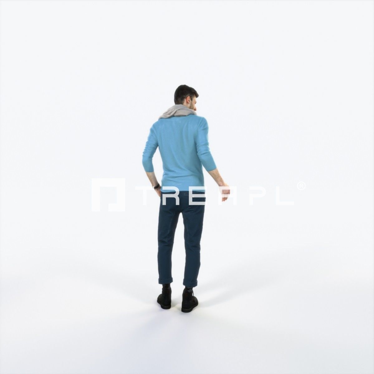 Posture 03I Couple Casual Man Low-poly 3D model_3