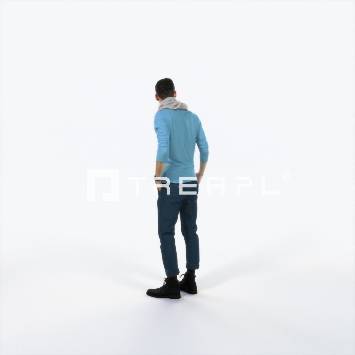Posture 03I Couple Casual Man Low-poly 3D model_4