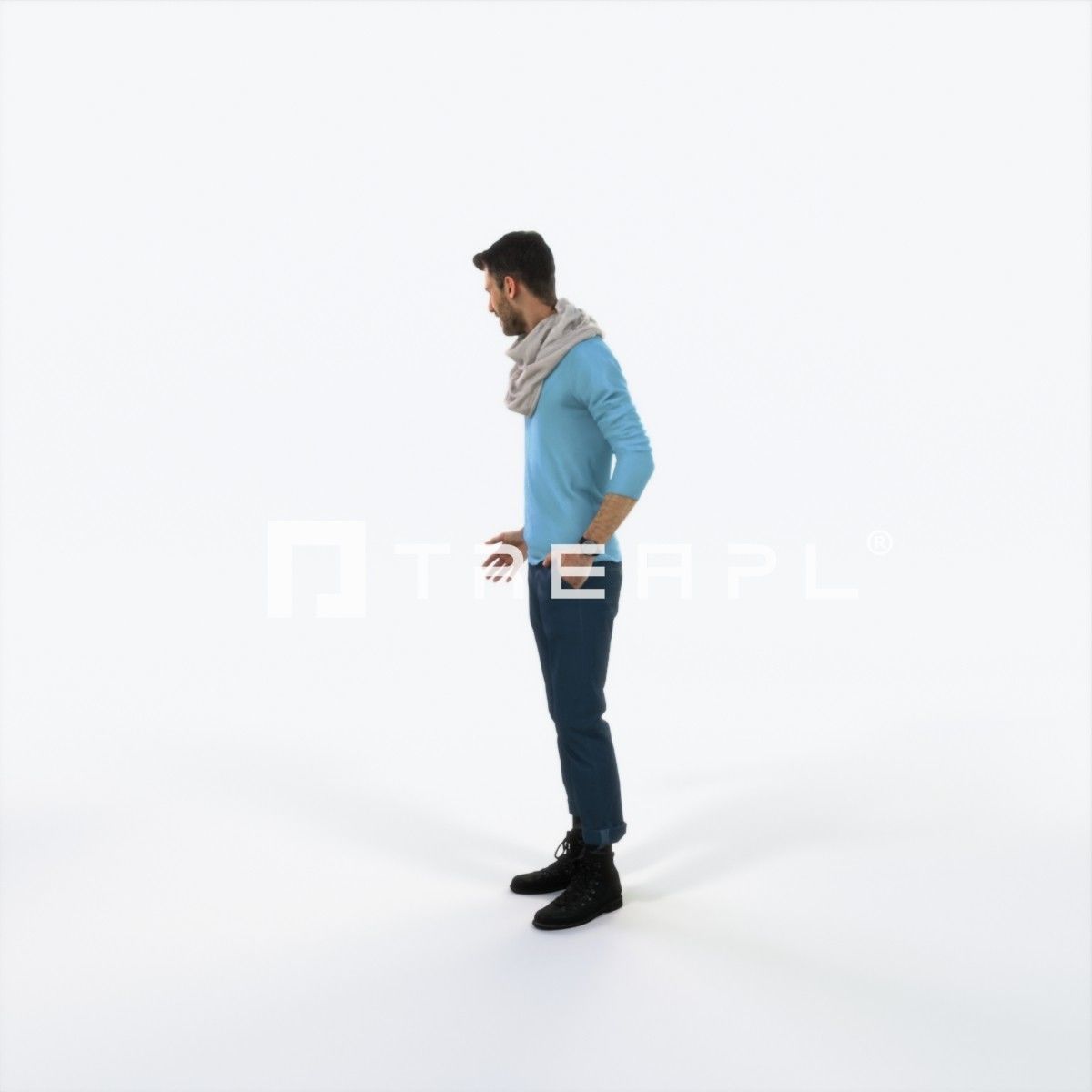 Posture 03I Couple Casual Man Low-poly 3D model_5