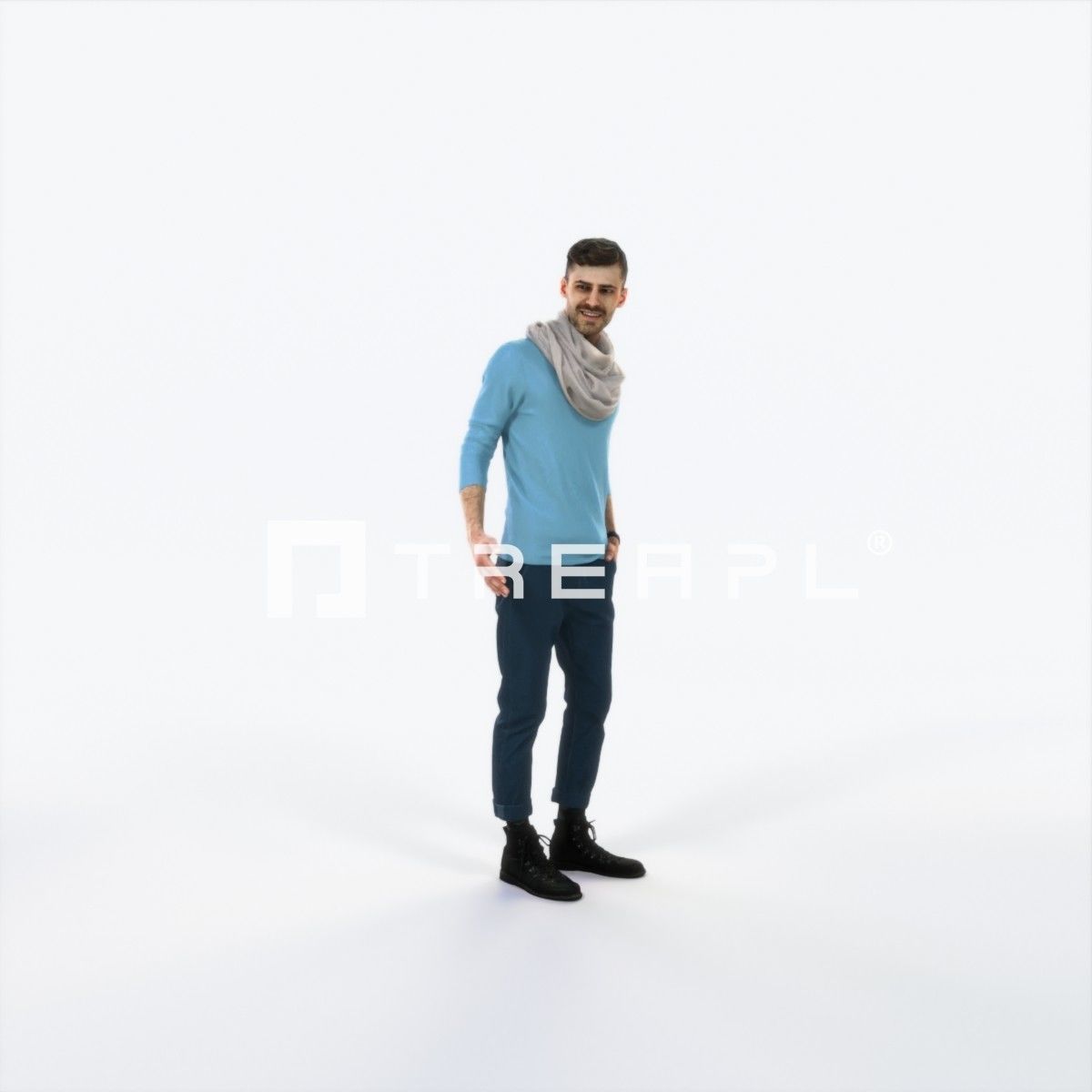 Posture 03I Couple Casual Man Low-poly 3D model_1