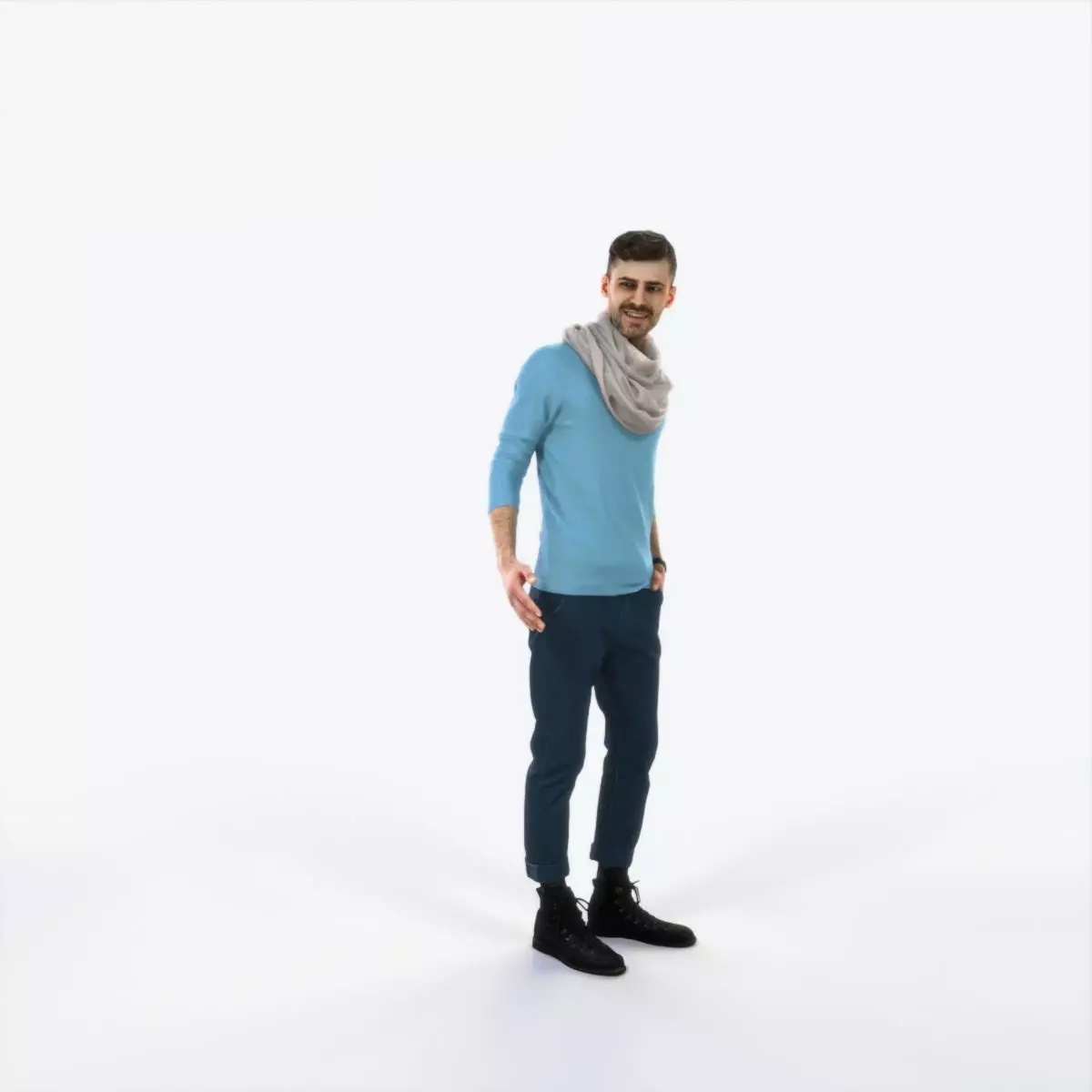 Posture 03I Couple Casual Man Low-poly 3D model_0