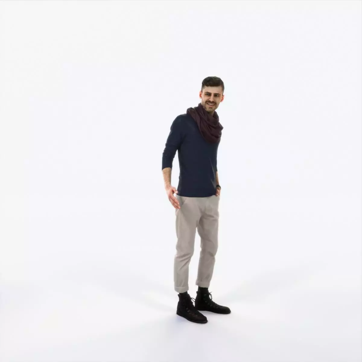 Posture 03G Couple Casual Man Low-poly 3D model_0