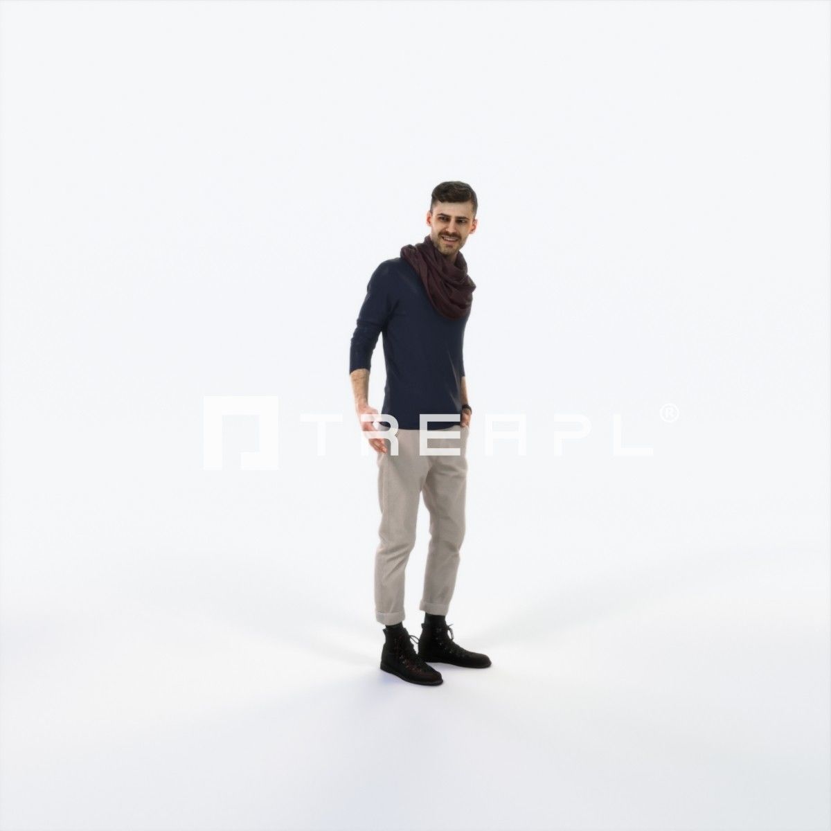 Posture 03G Couple Casual Man Low-poly 3D model_1