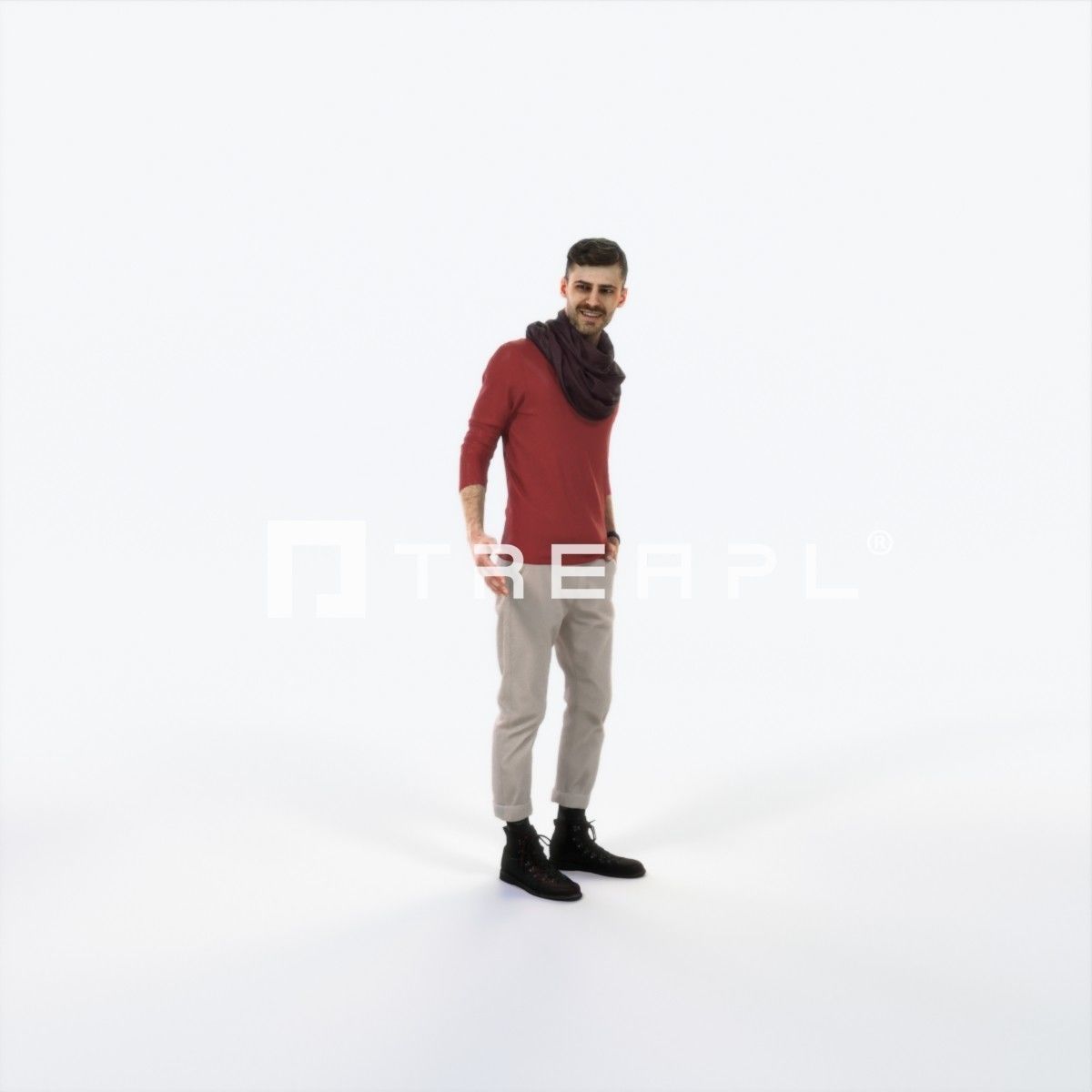 Posture 03F Couple Casual Man Low-poly 3D model_1