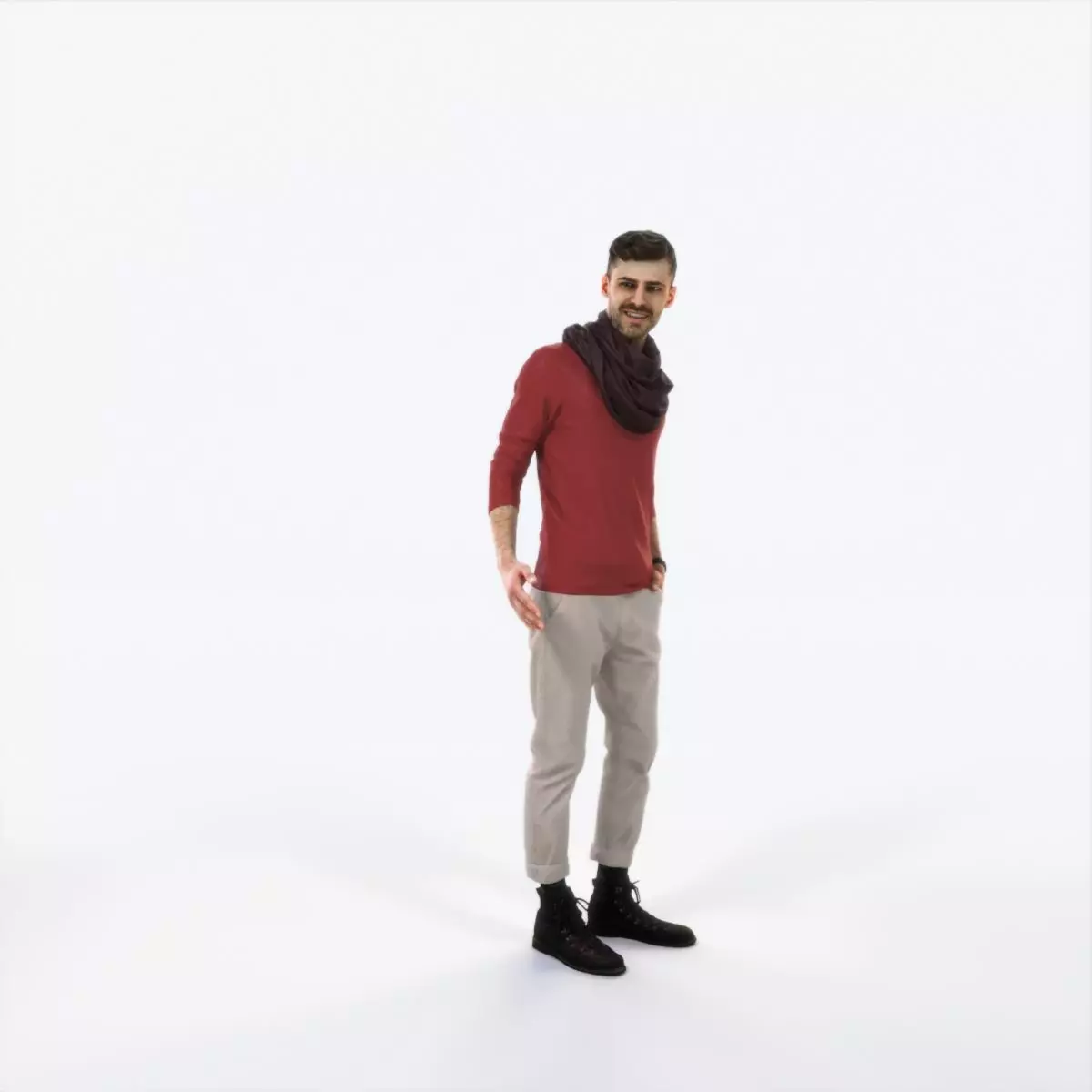 Posture 03F Couple Casual Man Low-poly 3D model_0