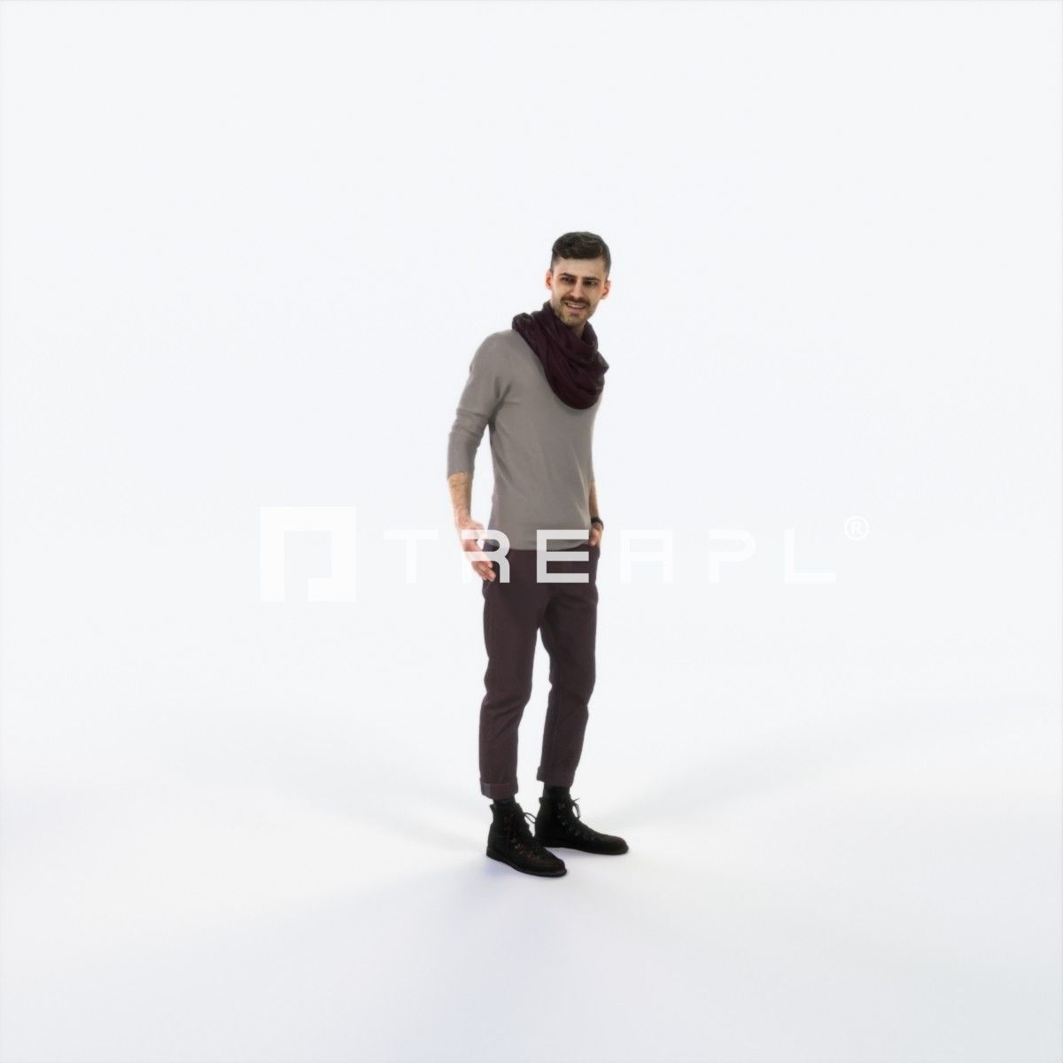 Posture 03E Couple Casual Man Low-poly 3D model_1
