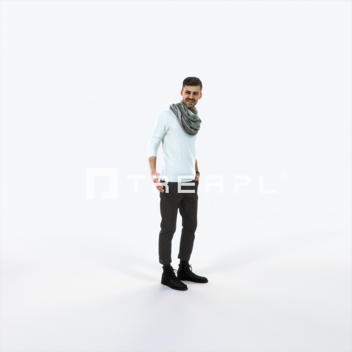 Posture 03C Couple Casual Man Low-poly 3D model_1