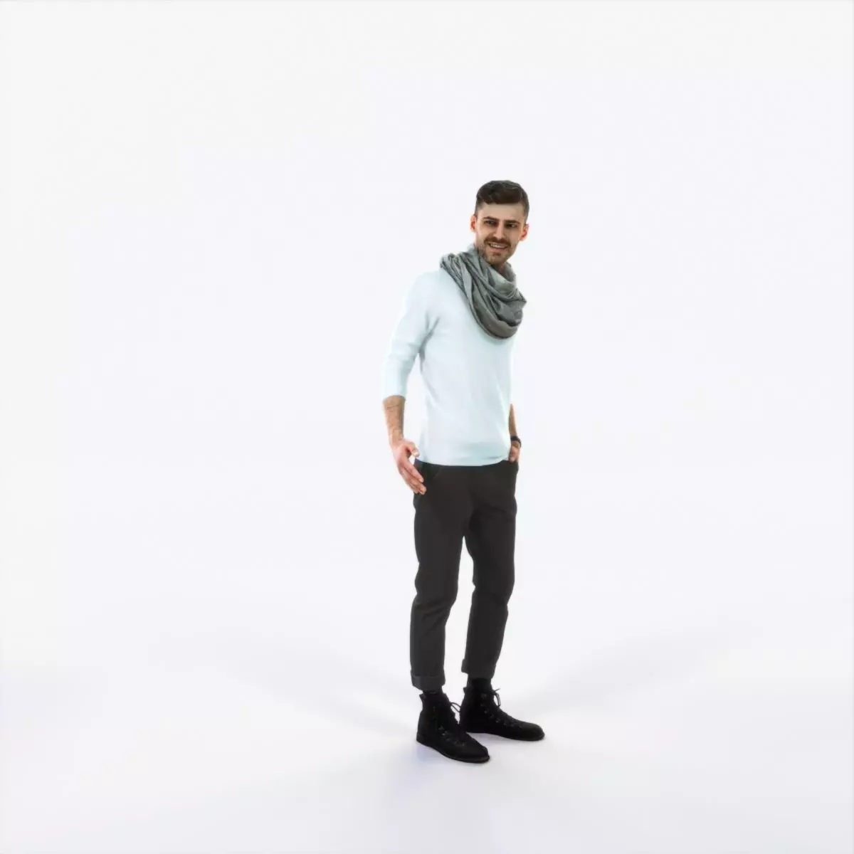 Posture 03C Couple Casual Man Low-poly 3D model_0