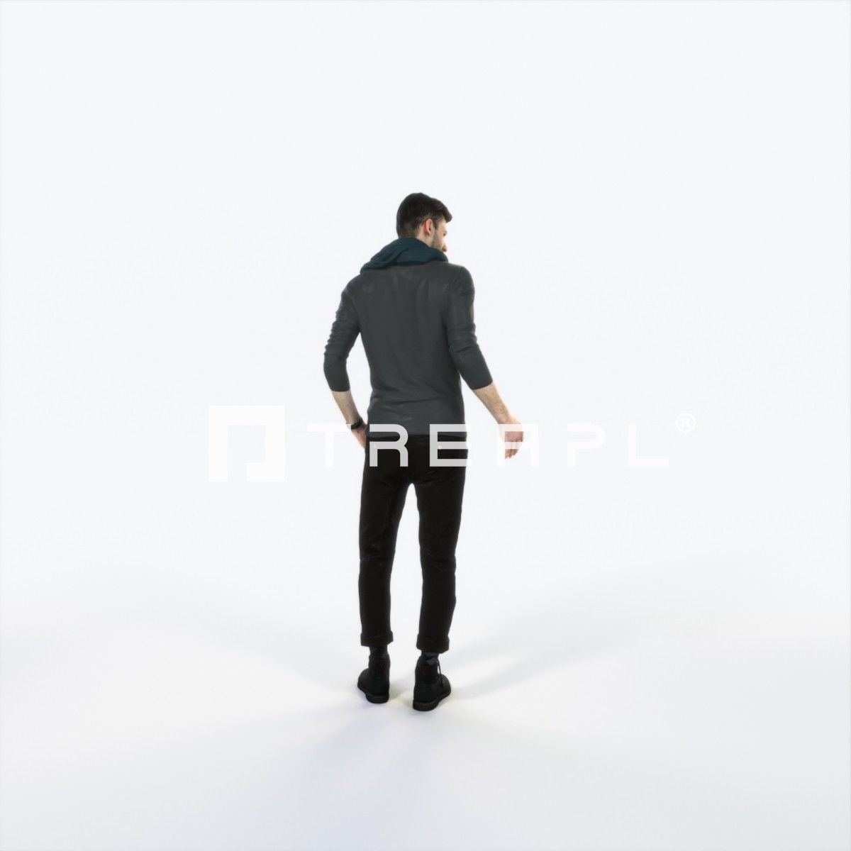 Posture 03B Couple Casual Man Low-poly 3D model_3