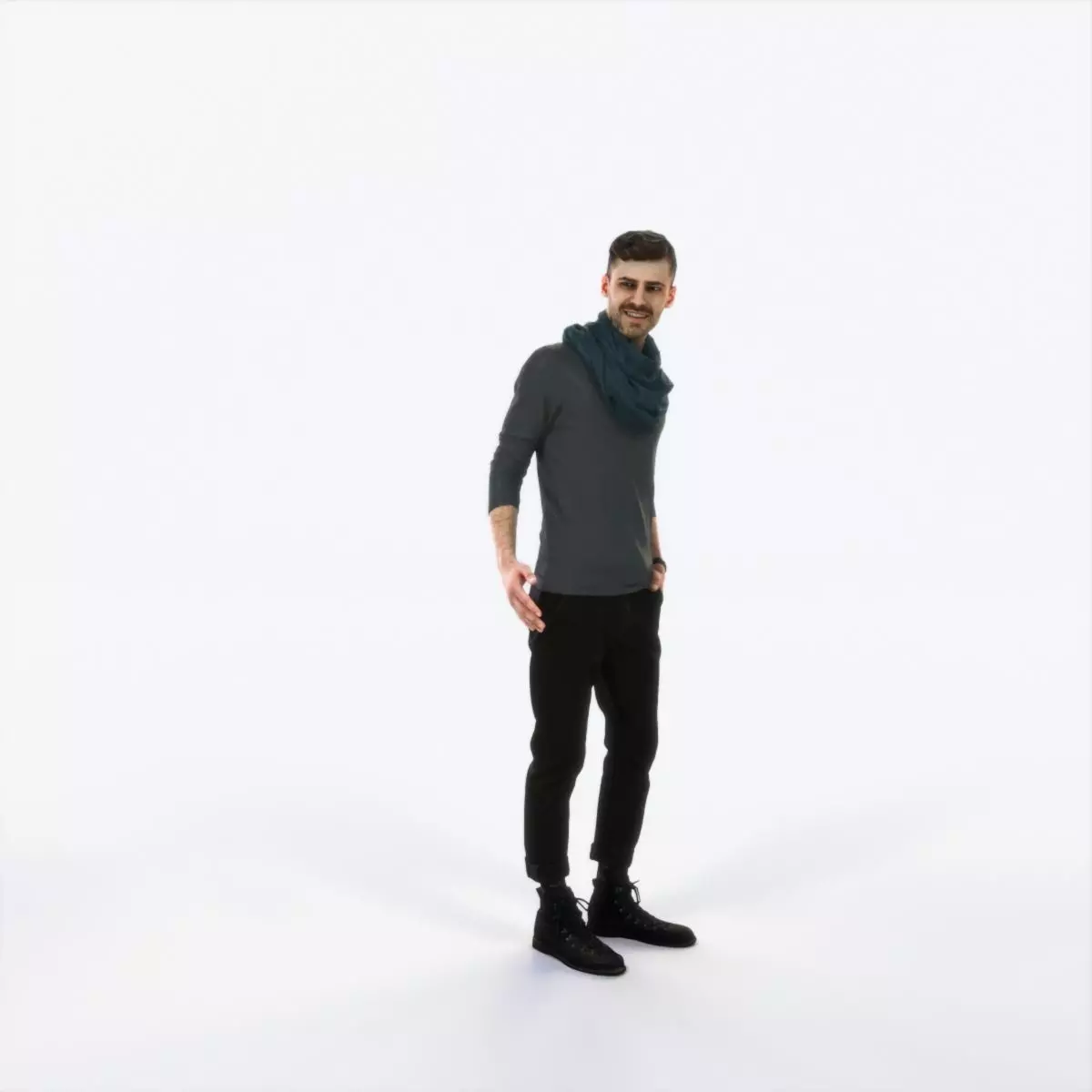 Posture 03B Couple Casual Man Low-poly 3D model_0