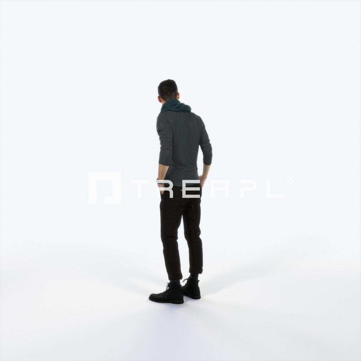 Posture 03B Couple Casual Man Low-poly 3D model_4