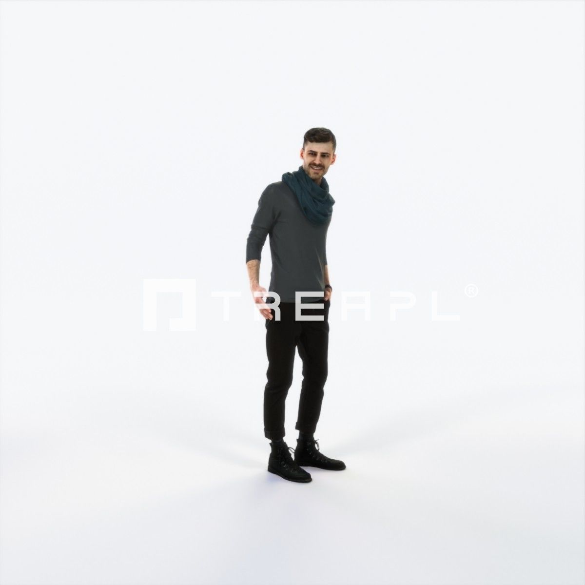 Posture 03B Couple Casual Man Low-poly 3D model_1