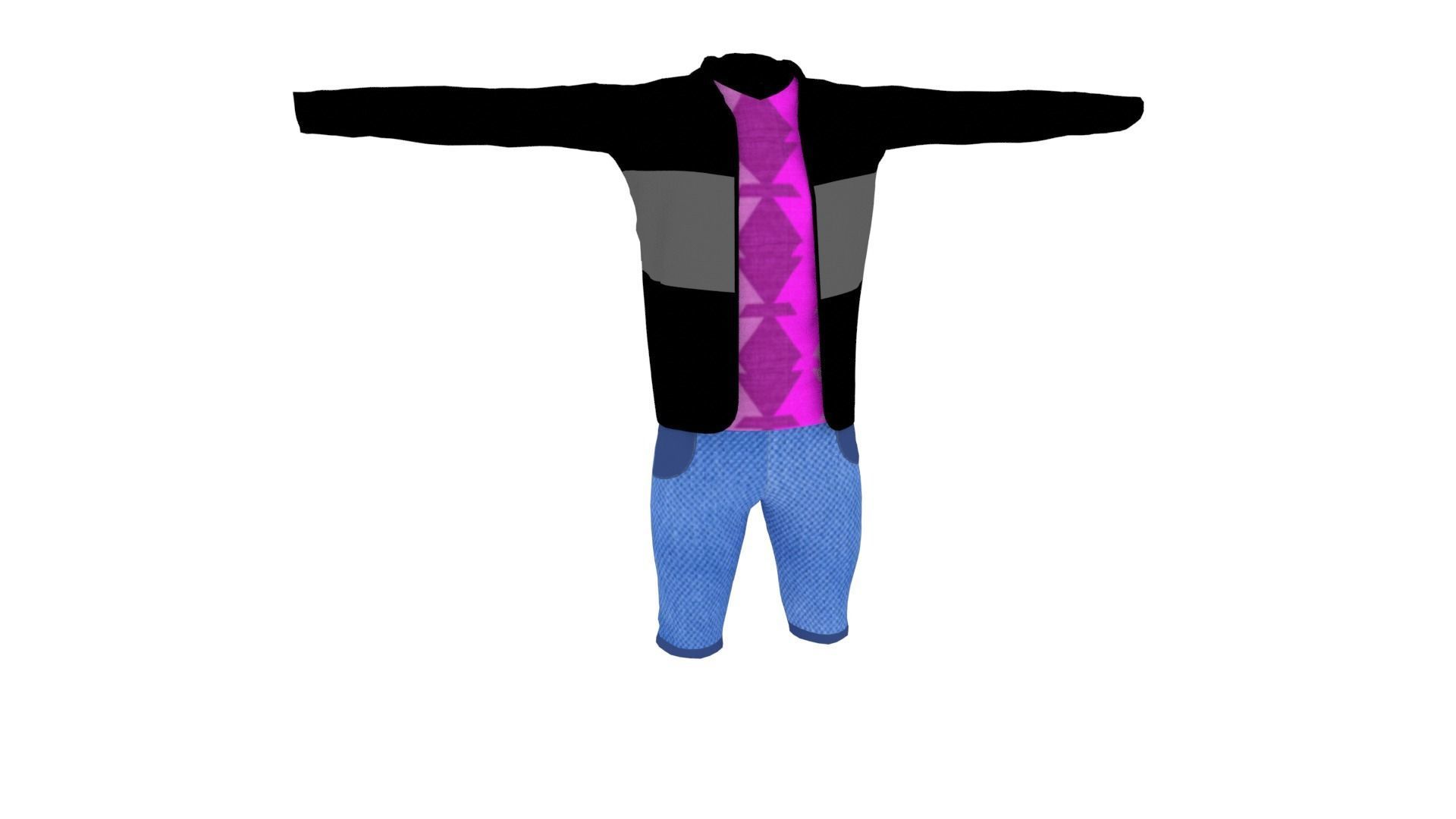 Man Clothing  Low-poly 3D model_1