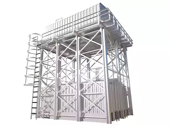 Overhead Steel Reservoir Steel Tank - Double Tanks 3D model