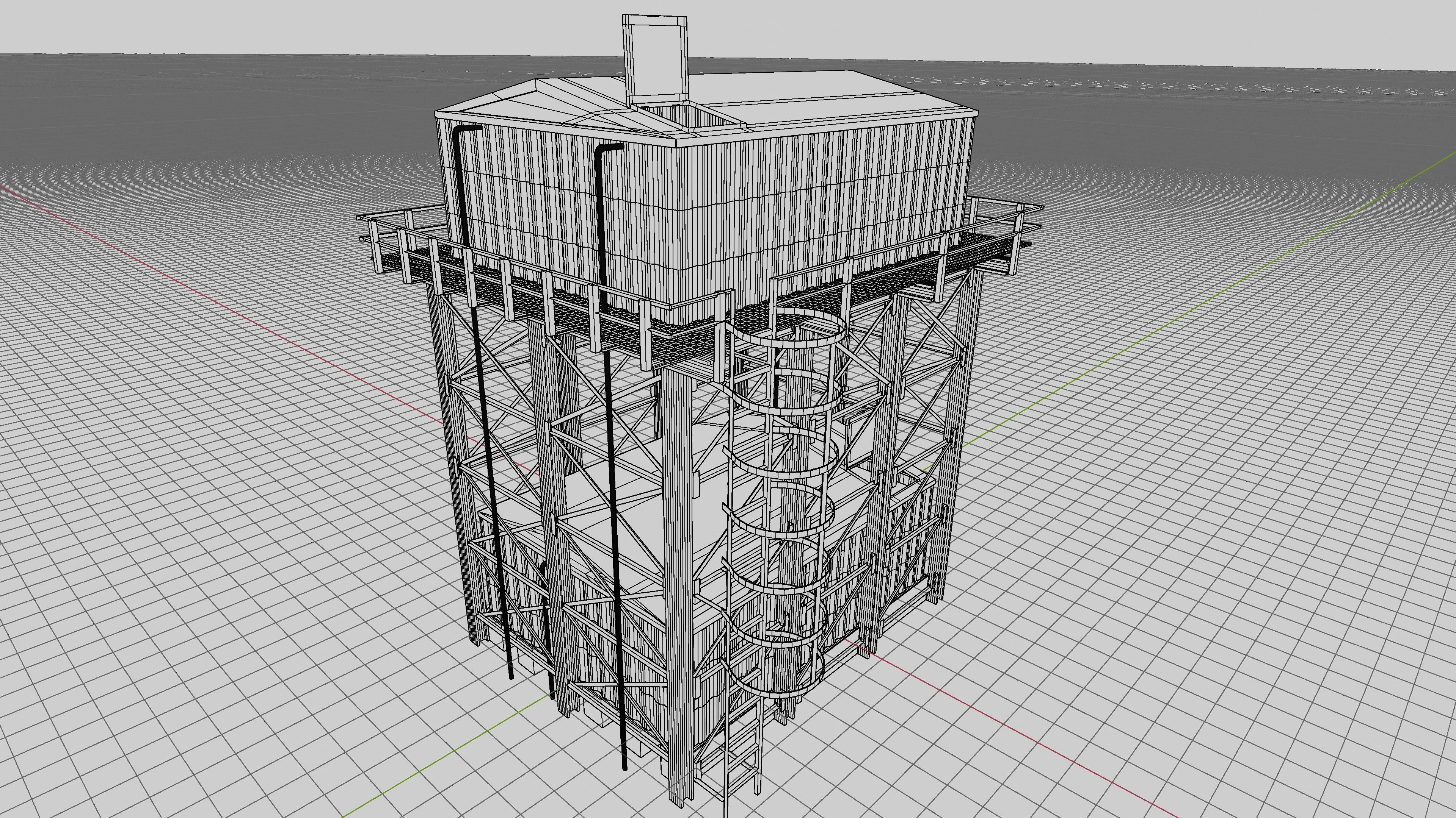 Overhead Steel Reservoir Steel Tank - Double Tanks 3D model_8