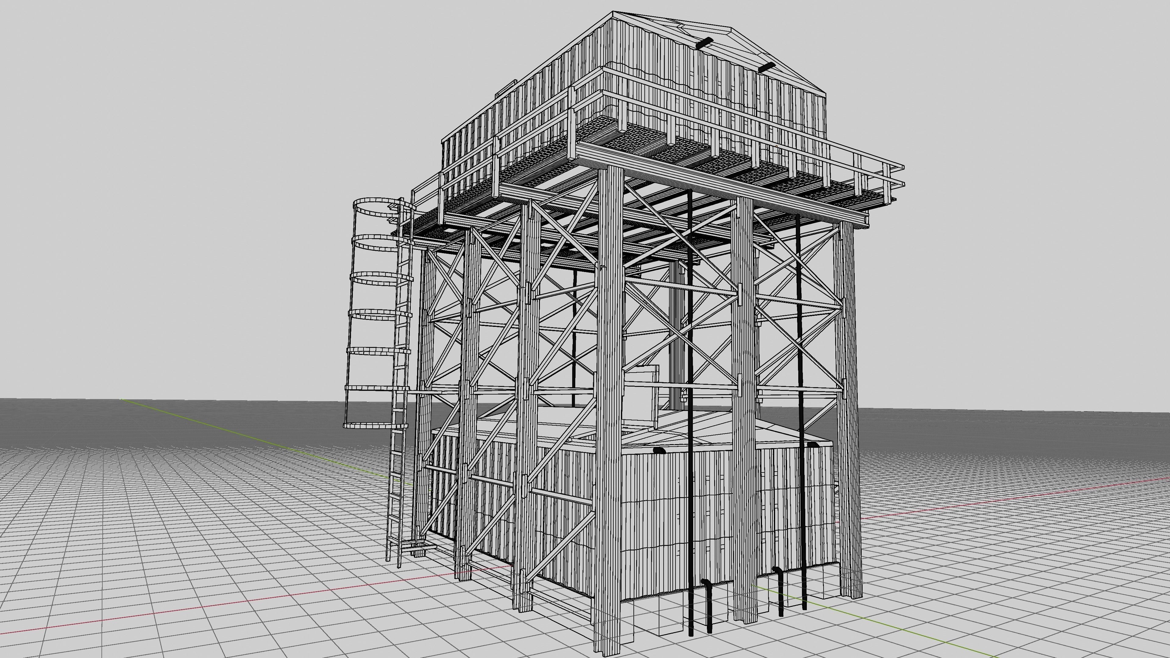 Overhead Steel Reservoir Steel Tank - Double Tanks 3D model_10