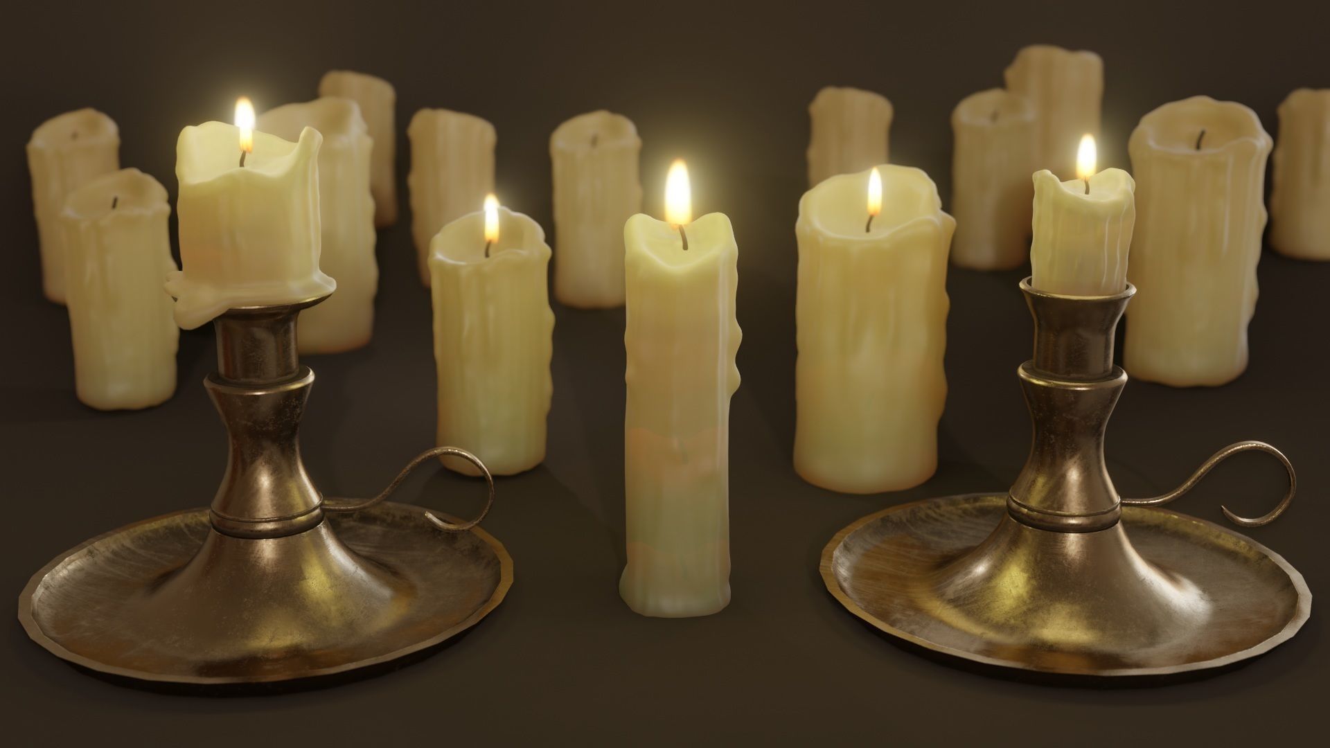 3D Candles Pack ready pbr Low-poly 3D model_1