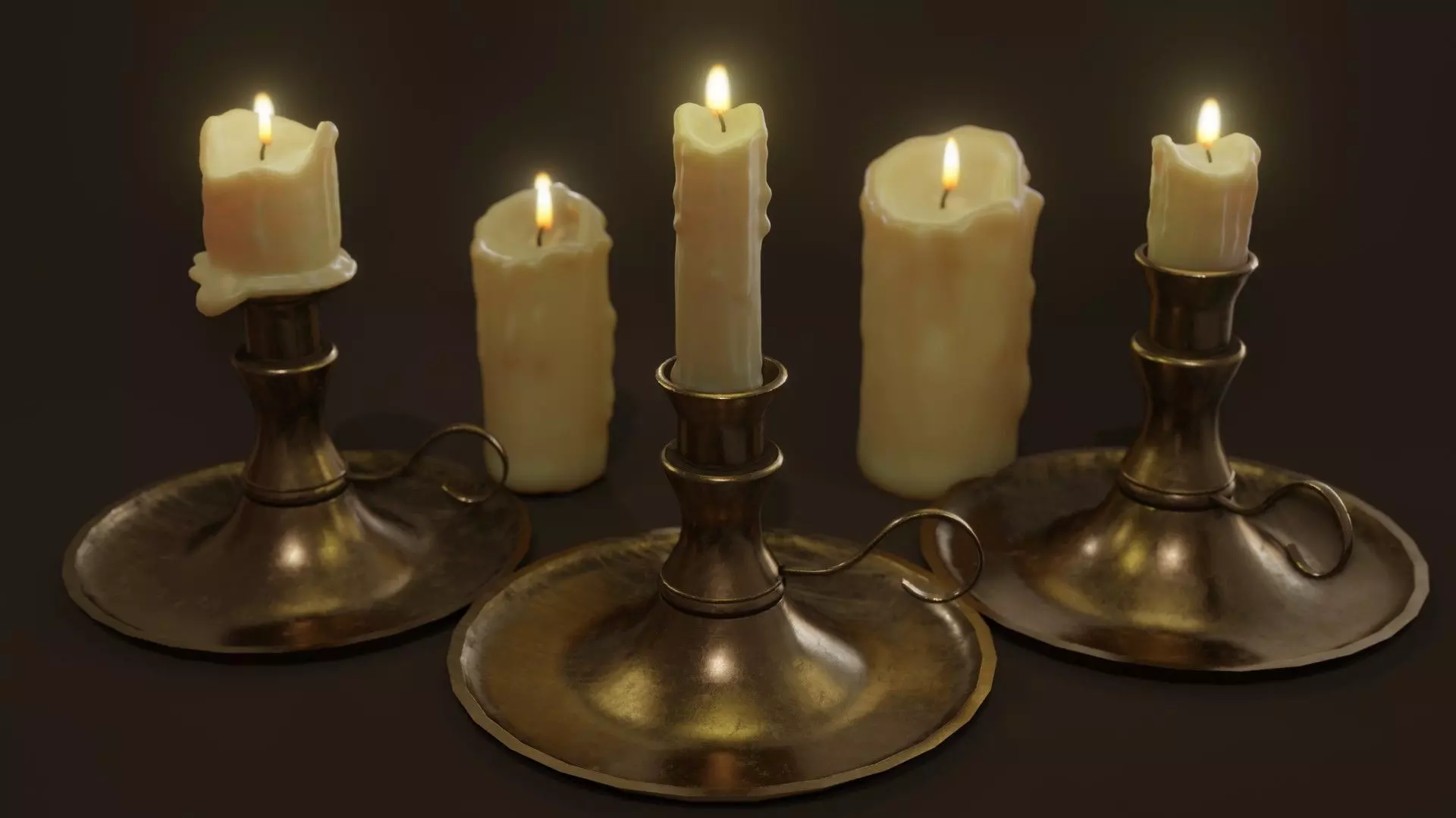 3D Candles Pack ready pbr Low-poly 3D model_0