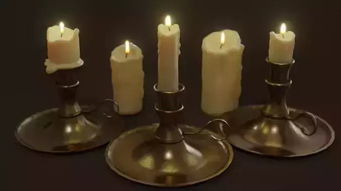 3D Candles Pack ready pbr Low-poly 3D model