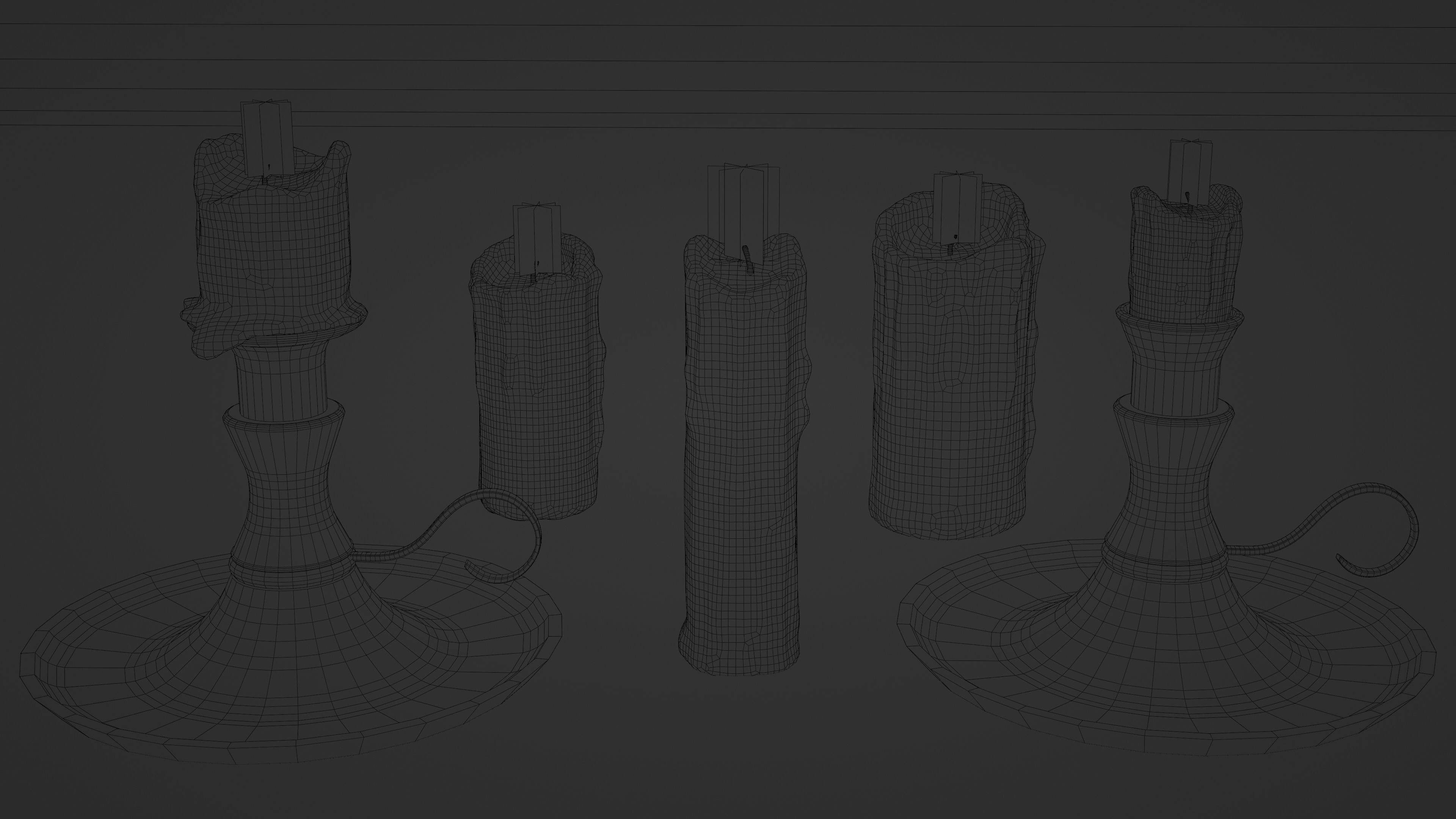 3D Candles Pack ready pbr Low-poly 3D model_9