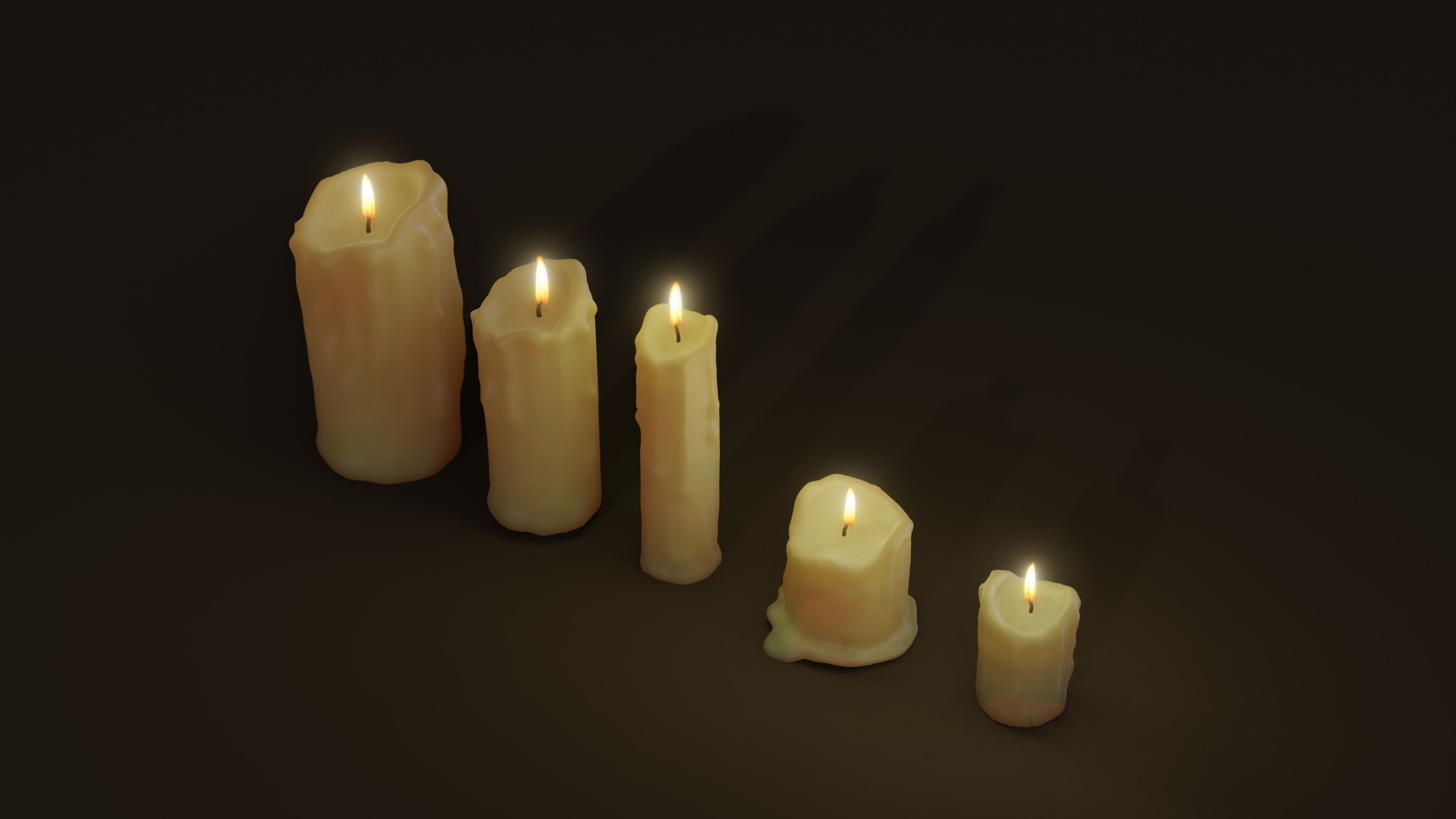 3D Candles Pack ready pbr Low-poly 3D model_3