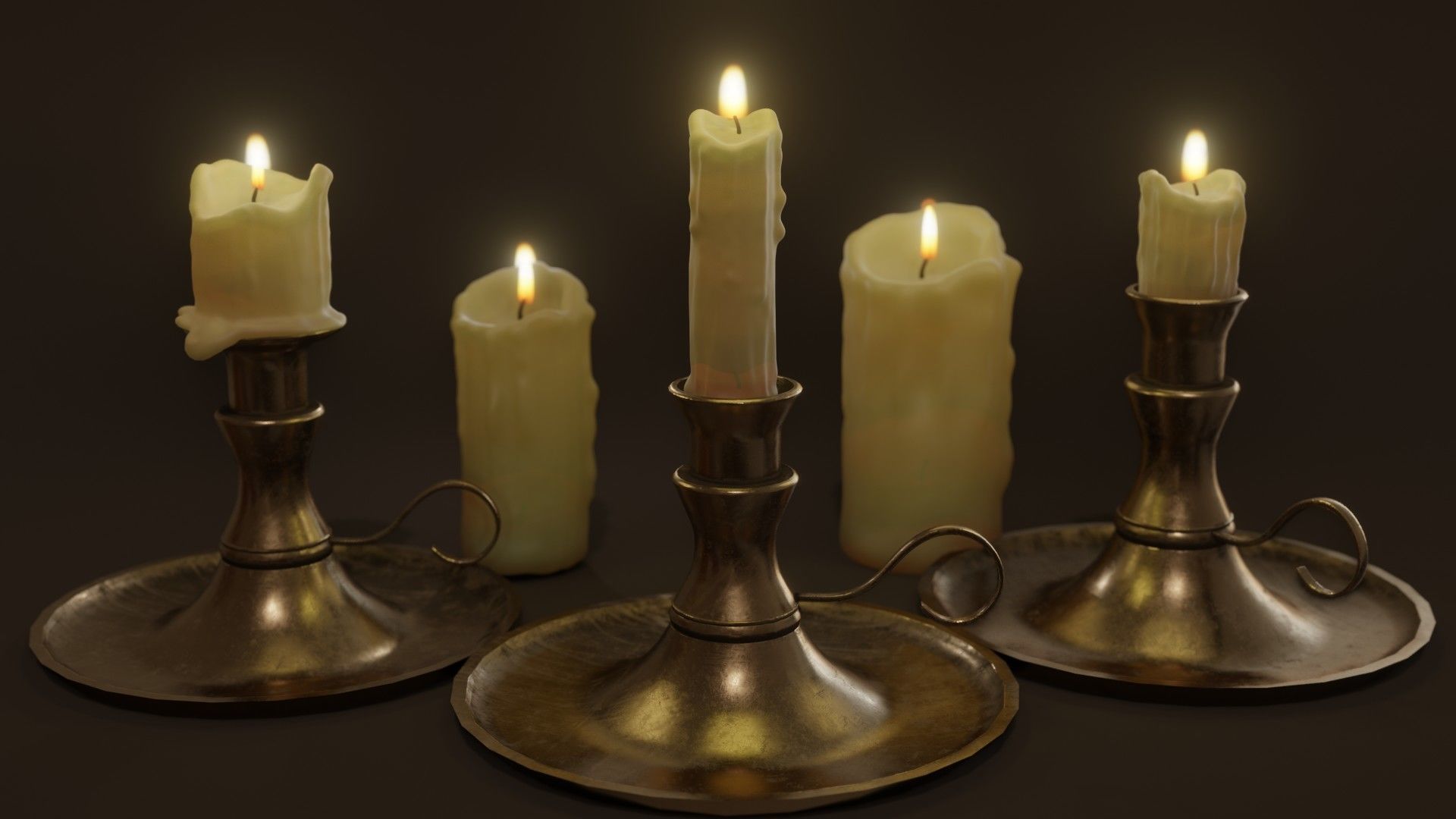 3D Candles Pack ready pbr Low-poly 3D model_2