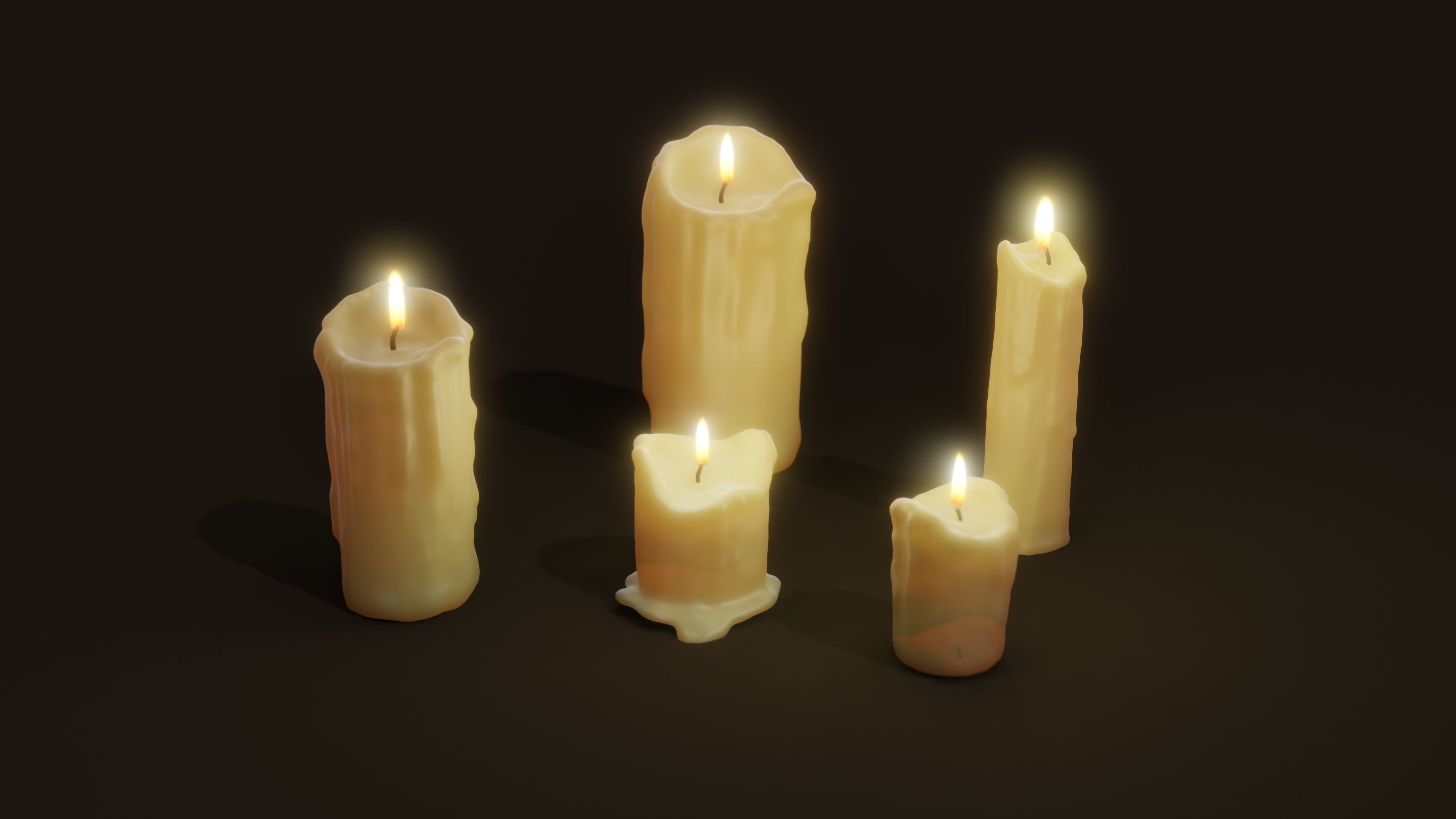 3D Candles Pack ready pbr Low-poly 3D model_6