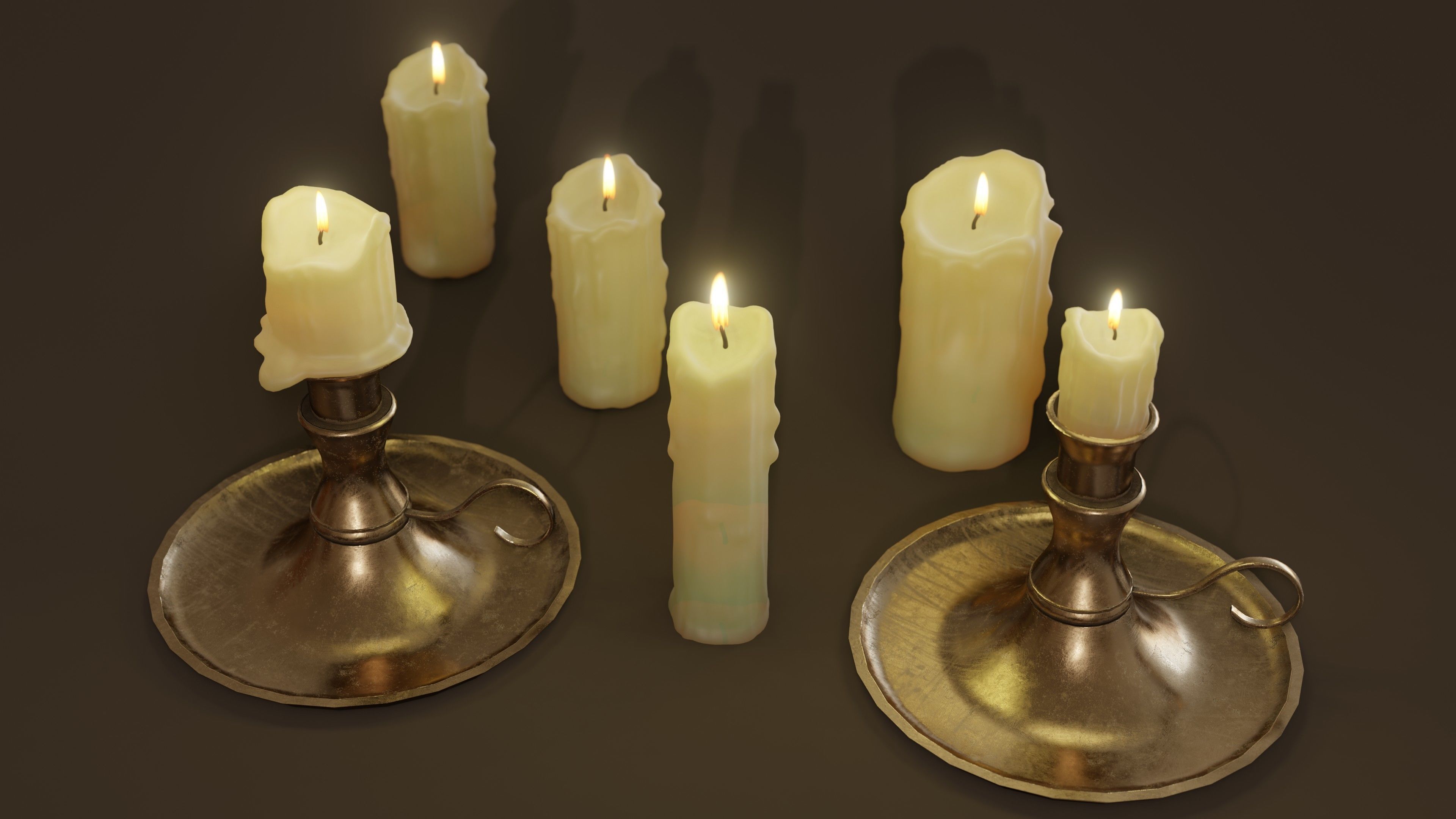 3D Candles Pack ready pbr Low-poly 3D model_7