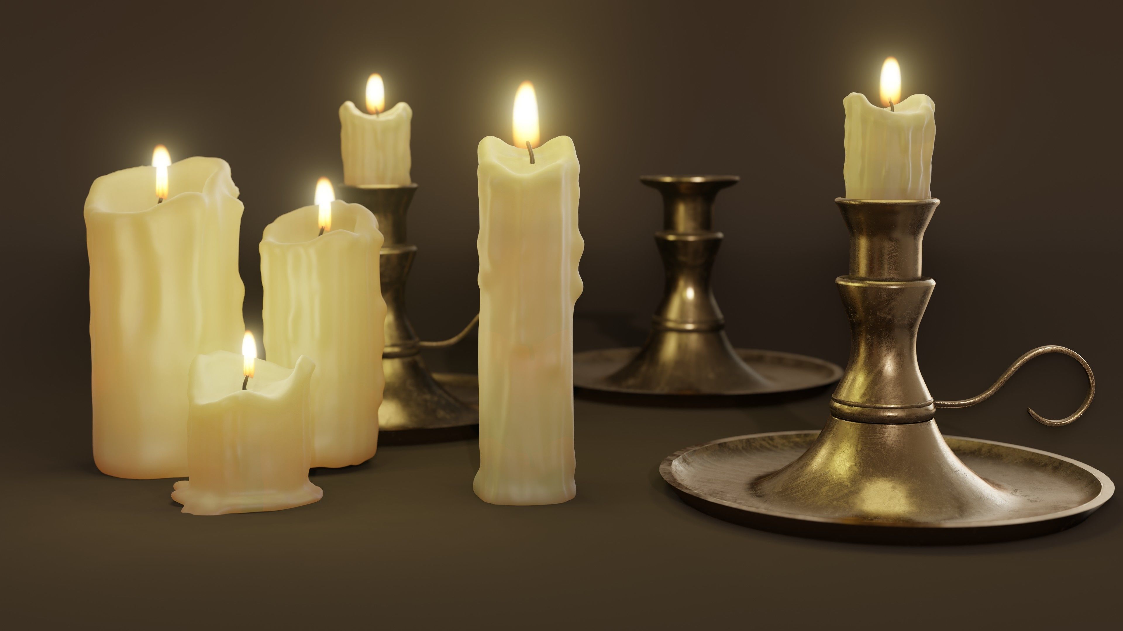 3D Candles Pack ready pbr Low-poly 3D model_8