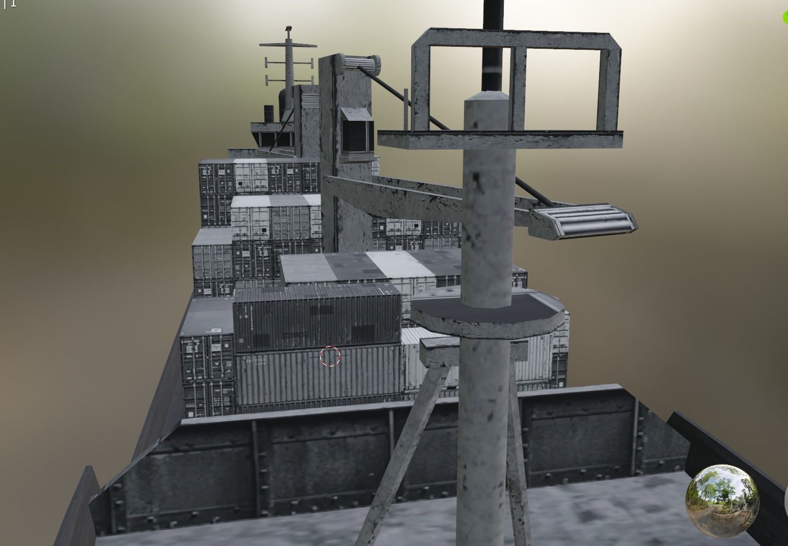 ship with container  Low-poly 3D model_4