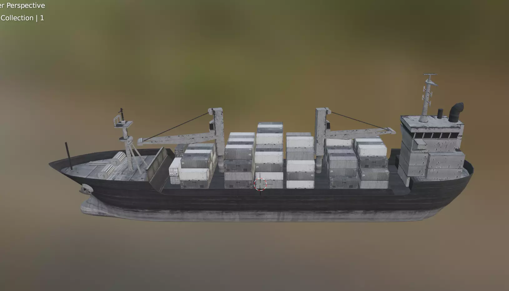 ship with container  Low-poly 3D model_0