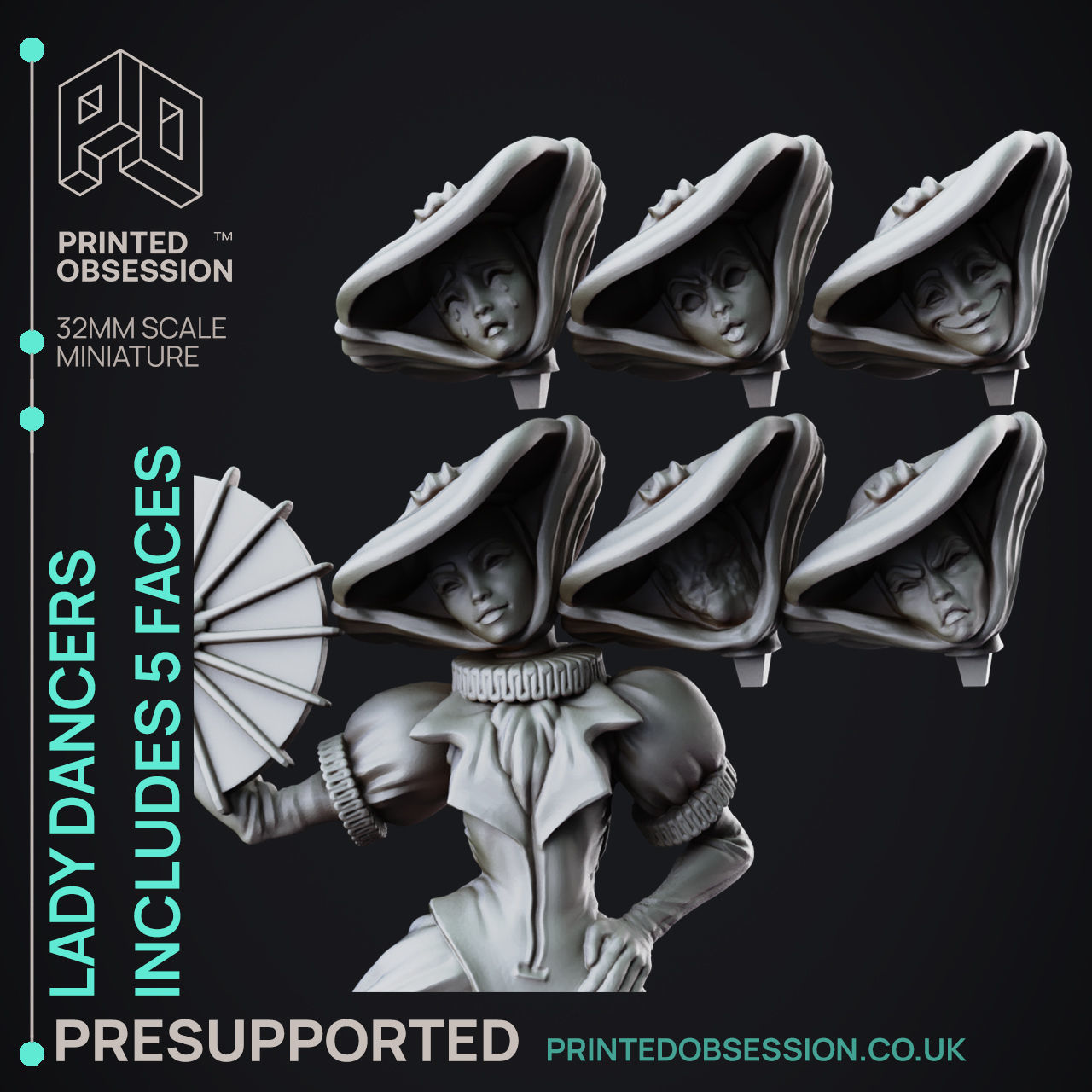 Lady Dancer - 3D Printable TTRPG - PRESUPPORTED - 32mm 3D print model_2