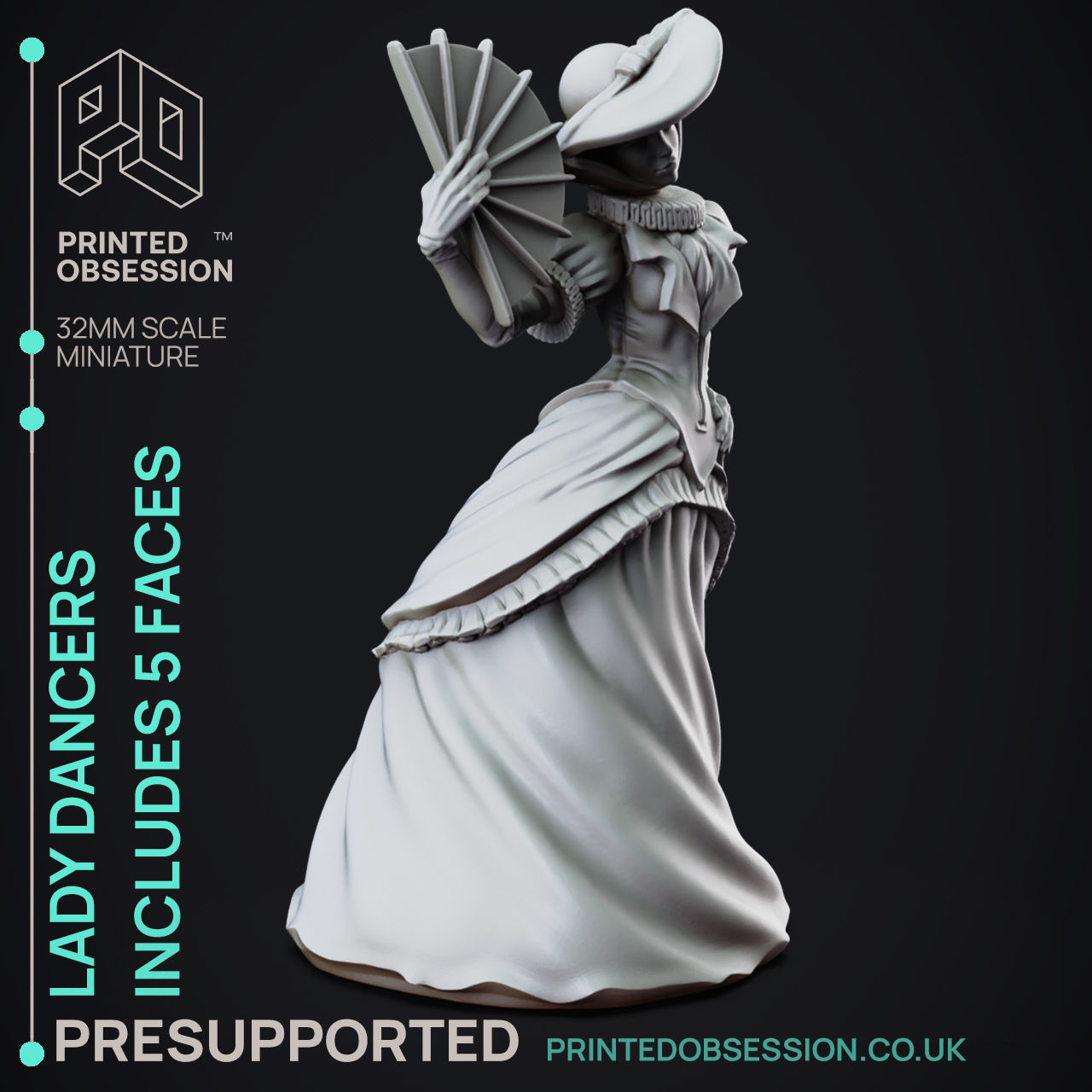 Lady Dancer - 3D Printable TTRPG - PRESUPPORTED - 32mm 3D print model_10