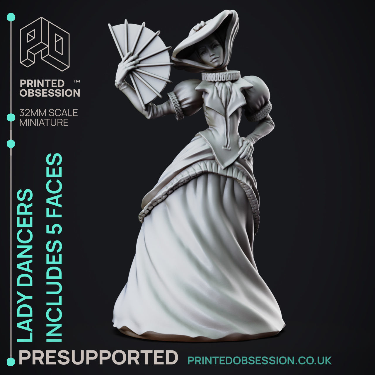 Lady Dancer - 3D Printable TTRPG - PRESUPPORTED - 32mm 3D print model_1