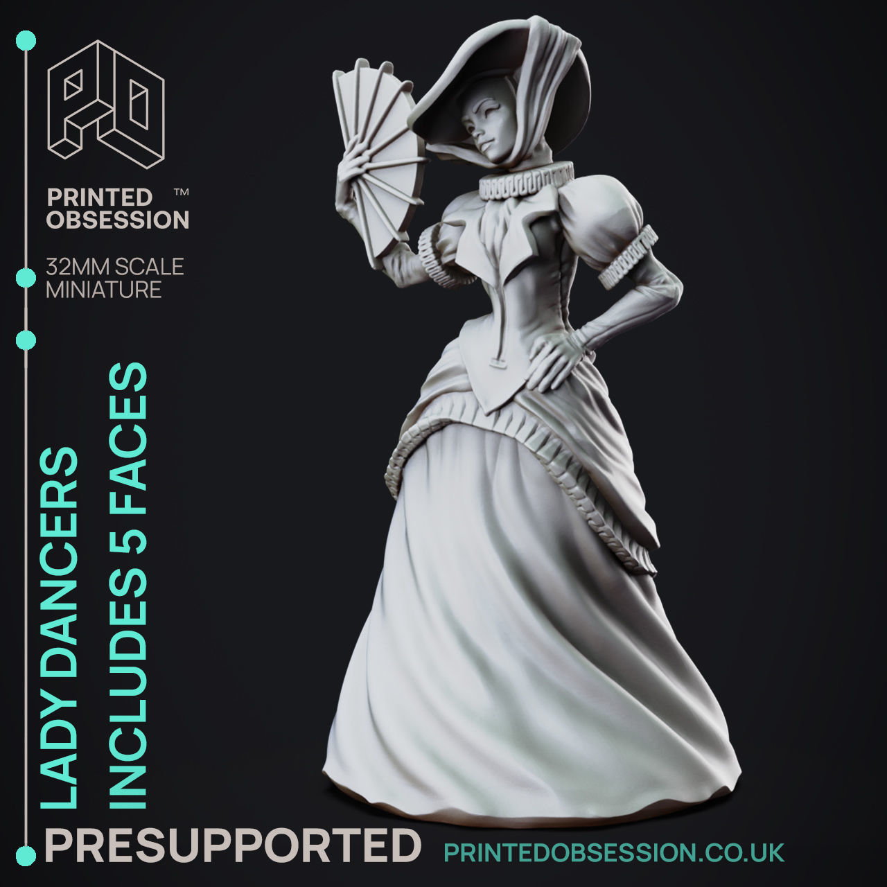 Lady Dancer - 3D Printable TTRPG - PRESUPPORTED - 32mm 3D print model_7
