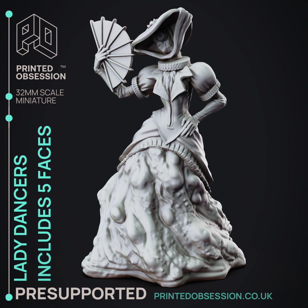 Lady Dancer - 3D Printable TTRPG - PRESUPPORTED - 32mm 3D print model_5