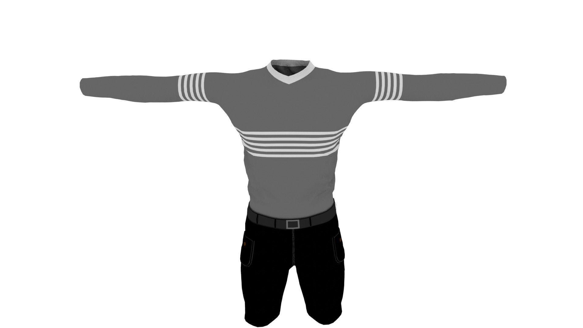 Man Clothing Low-poly 3D model_5
