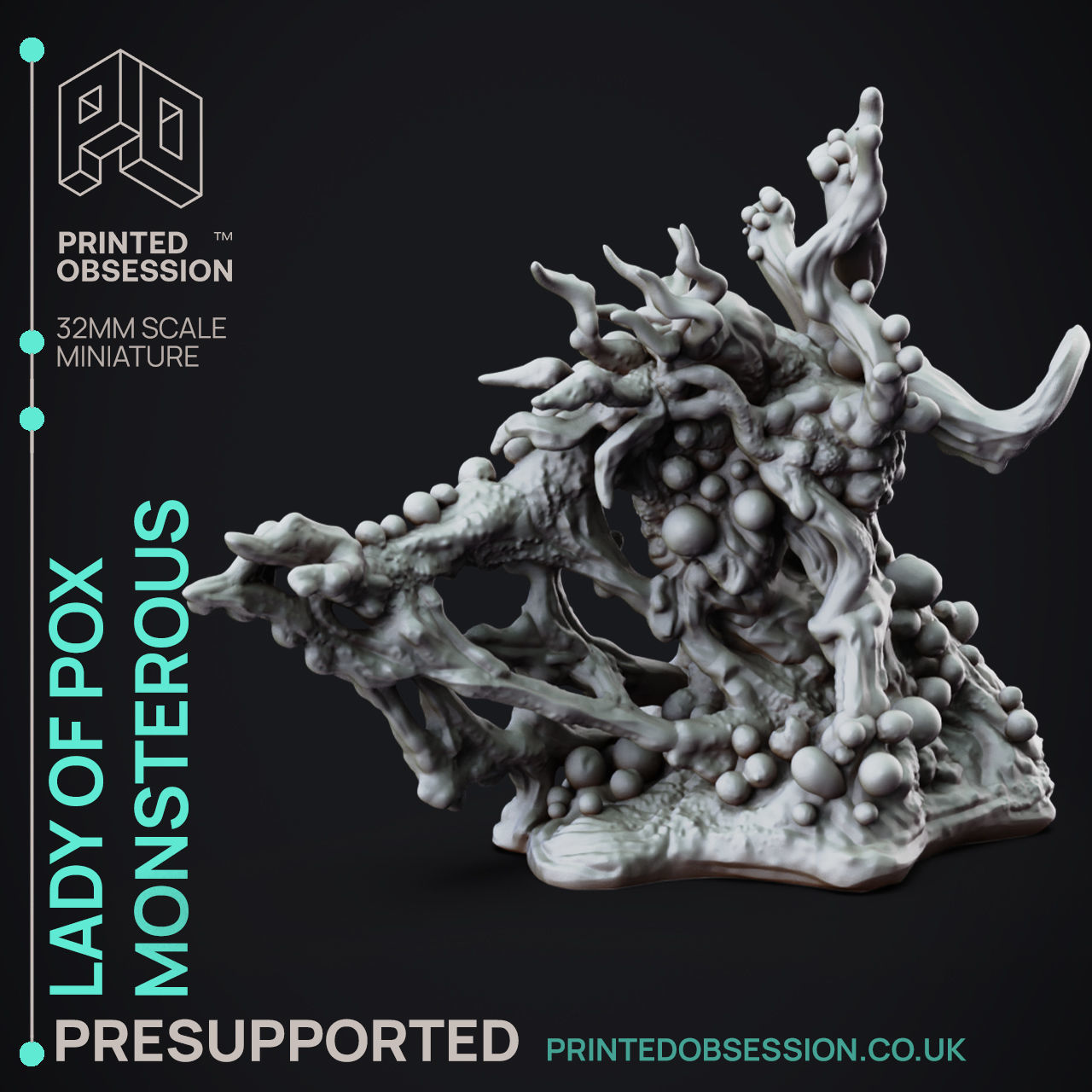 Lady of the Pox Monster-3D Printable TTRPG - PRESUPPORTED - 32mm 3D print model_1