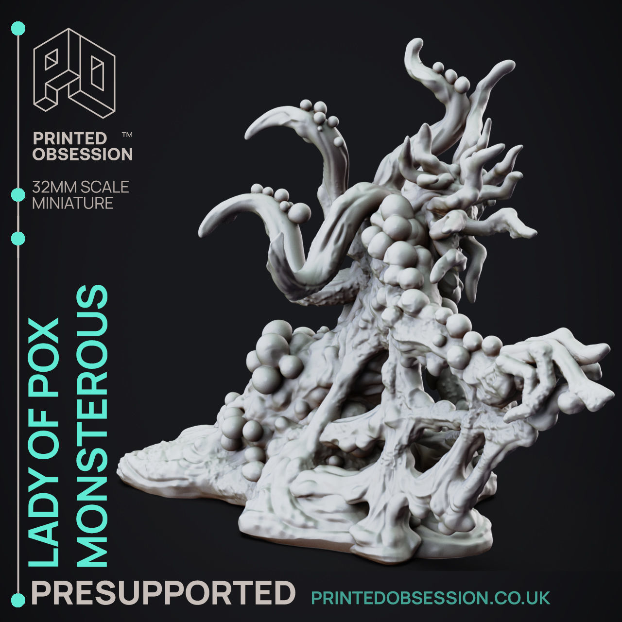 Lady of the Pox Monster-3D Printable TTRPG - PRESUPPORTED - 32mm 3D print model_4