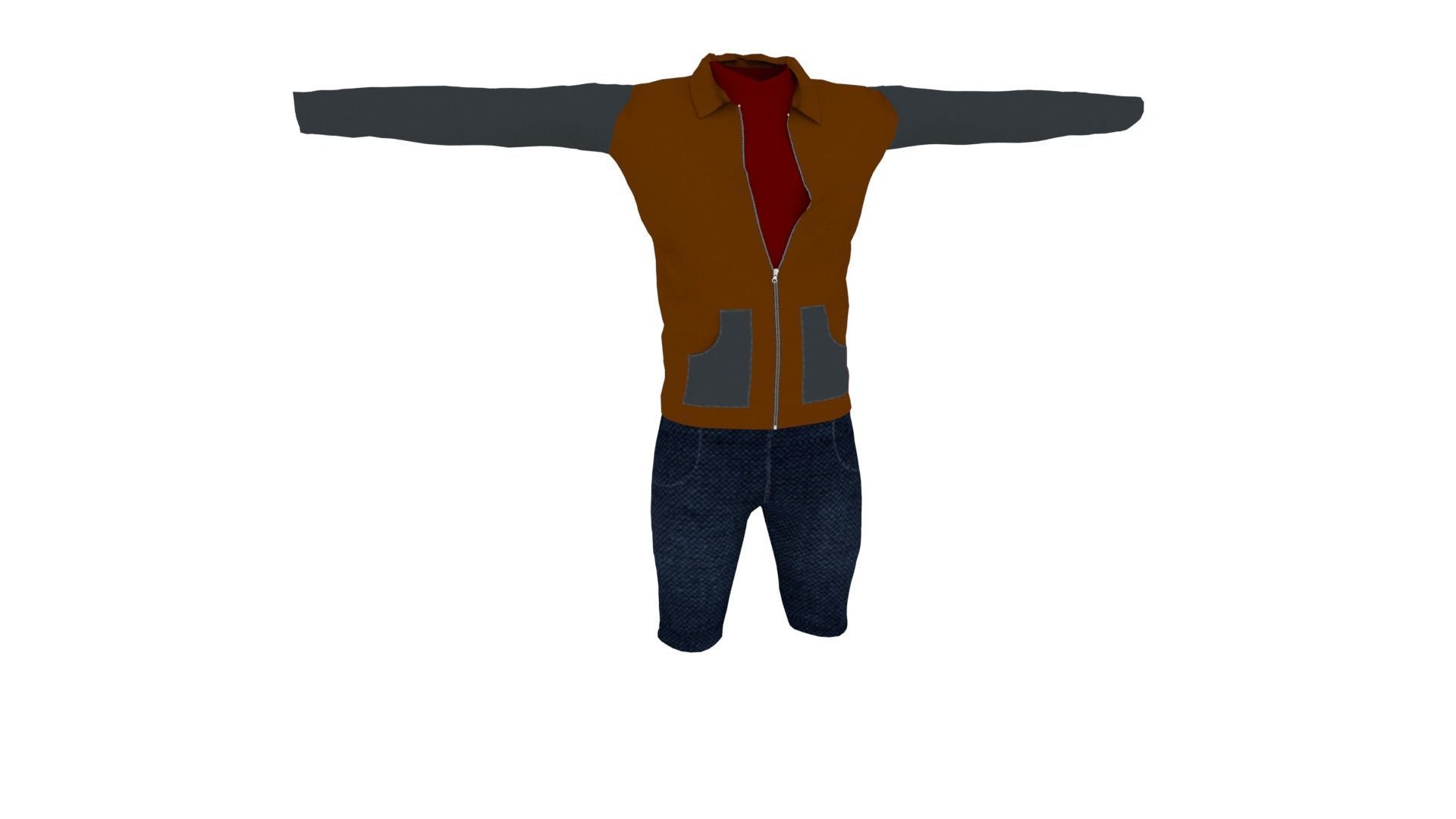 Man Clothing  Low-poly 3D model_2