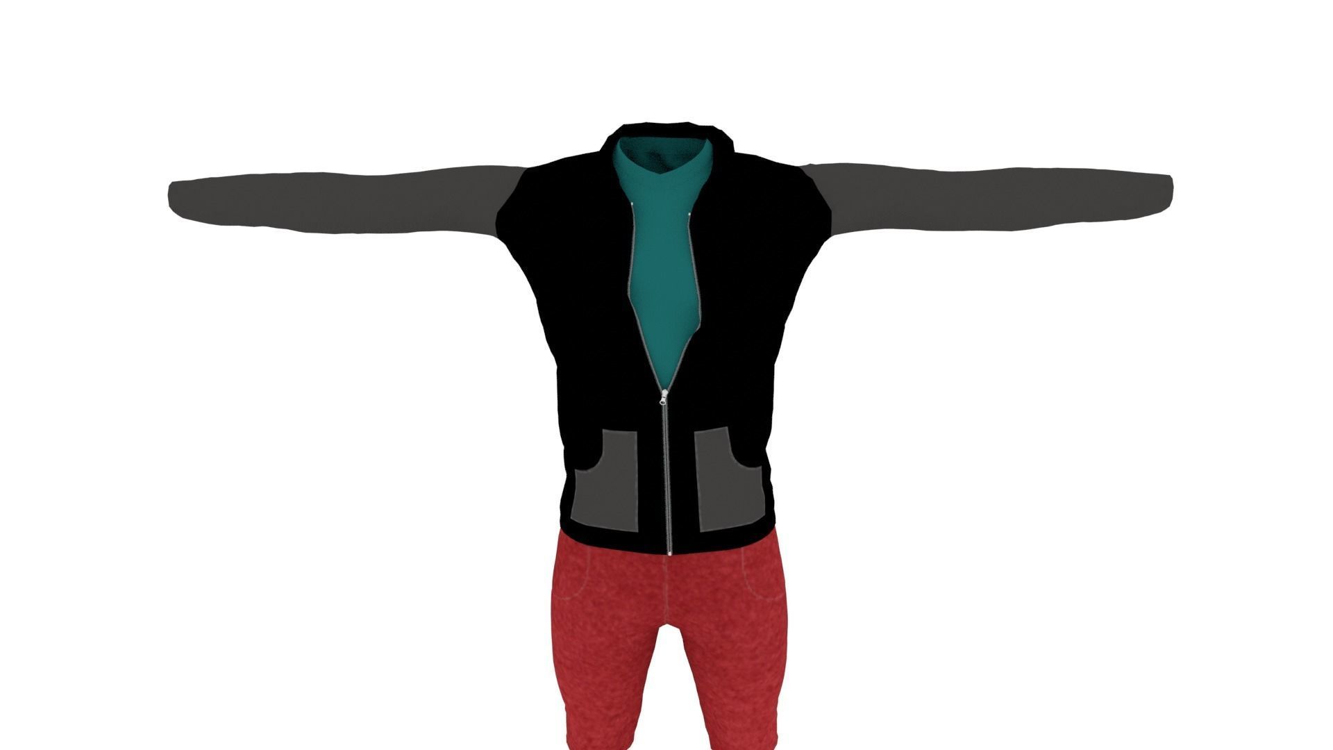 Man Clothing  Low-poly 3D model_5