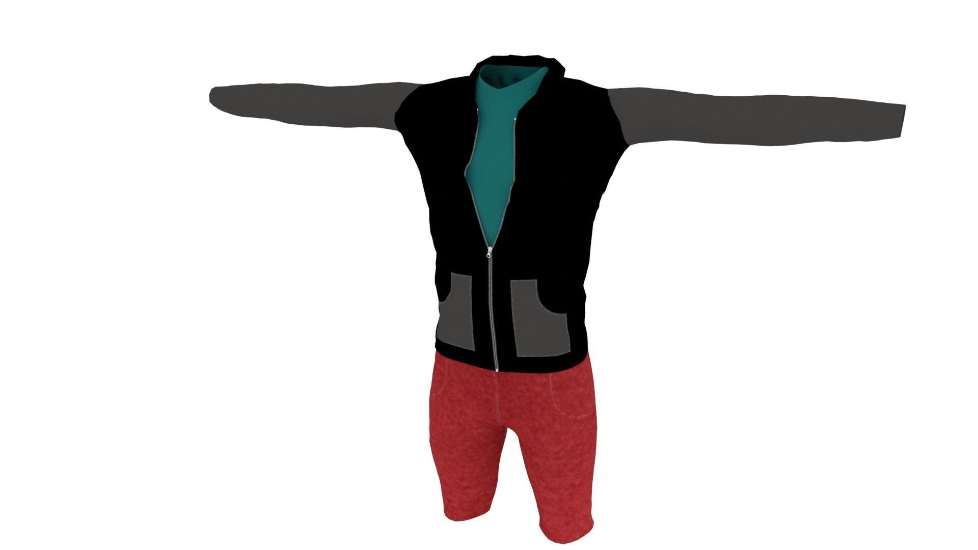 Man Clothing  Low-poly 3D model_1