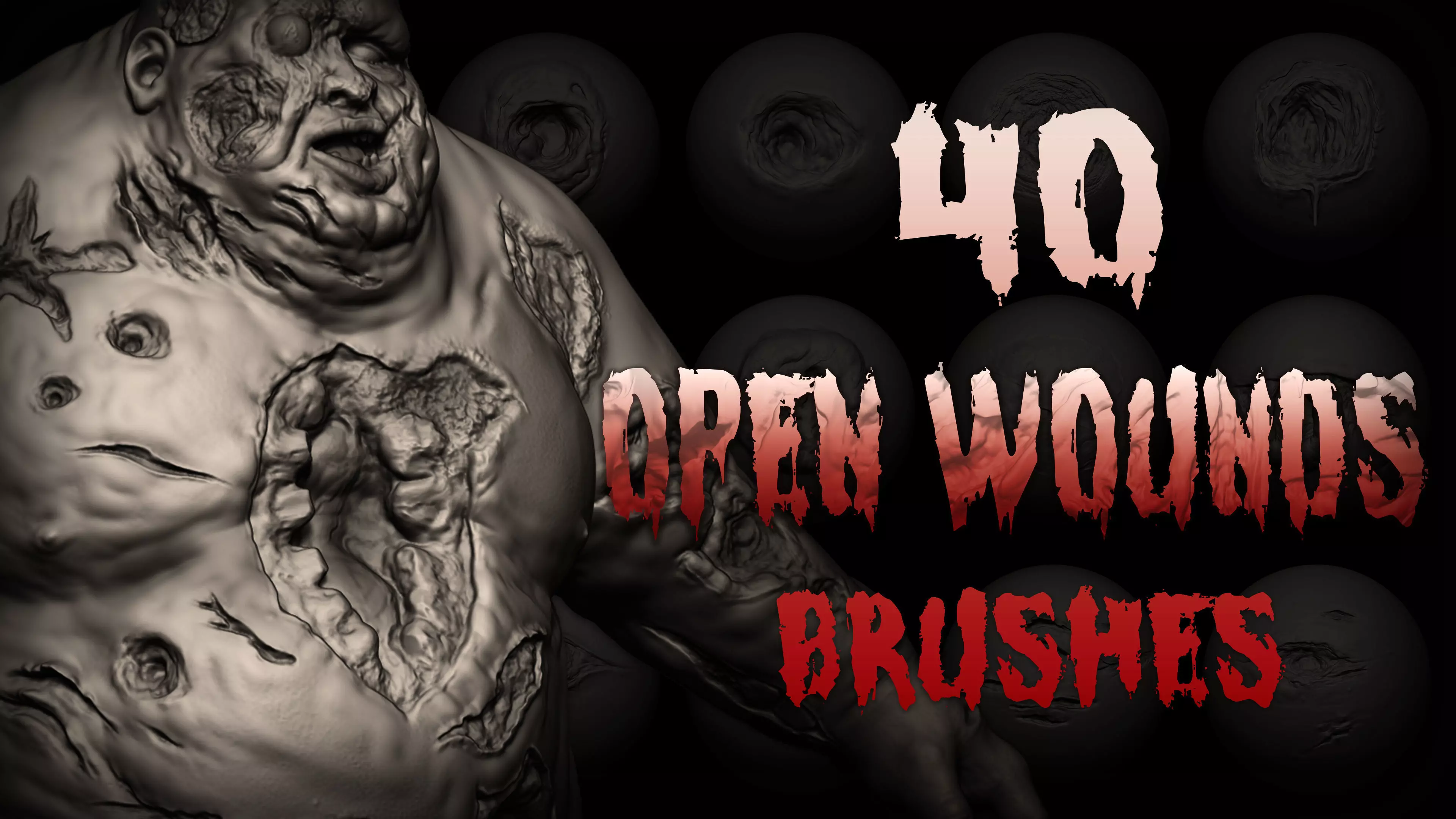 Zbrush and Blender - 40 Open Wounds VDM Brush Texture_0