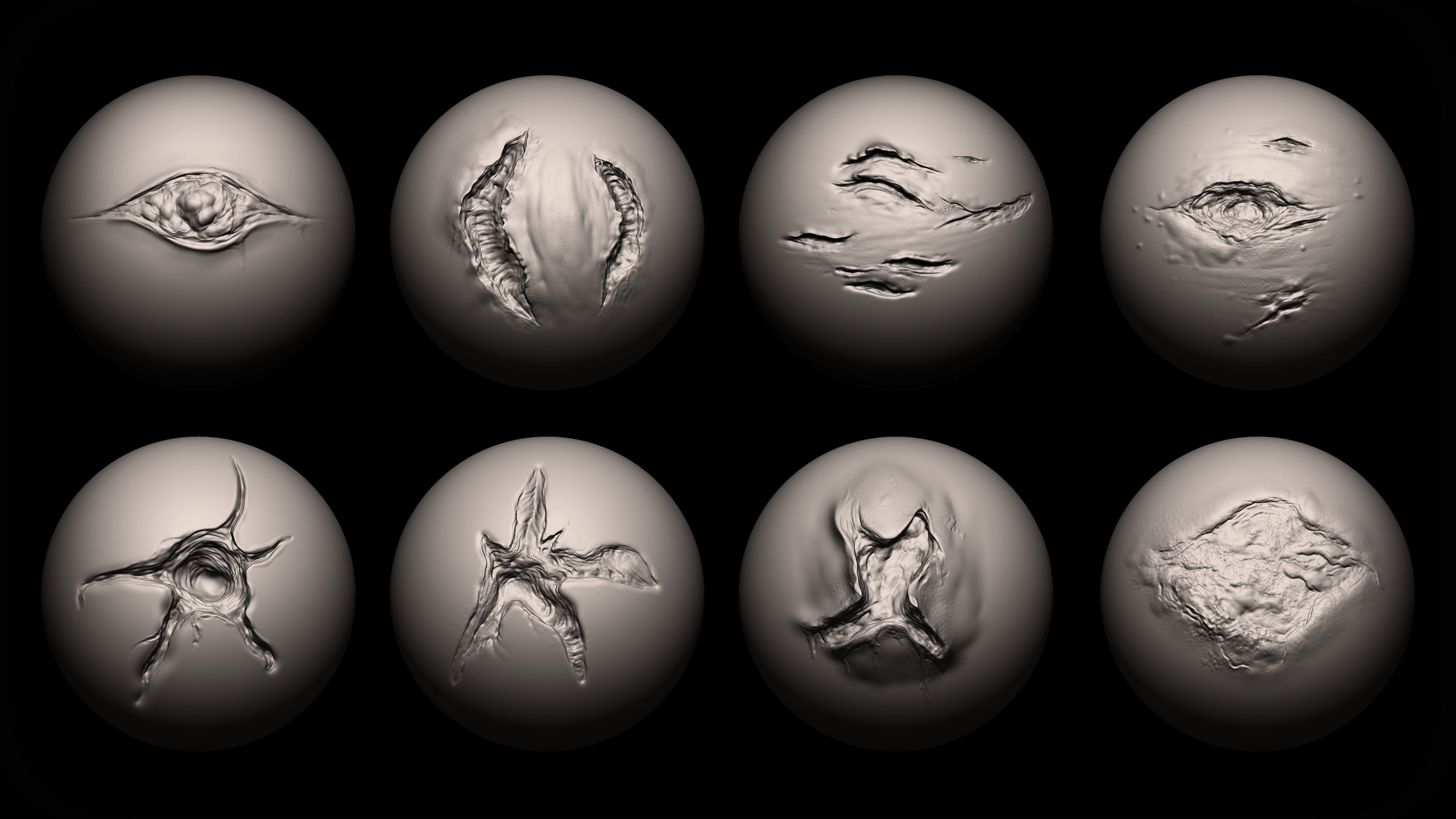 Zbrush and Blender - 40 Open Wounds VDM Brush Texture_2