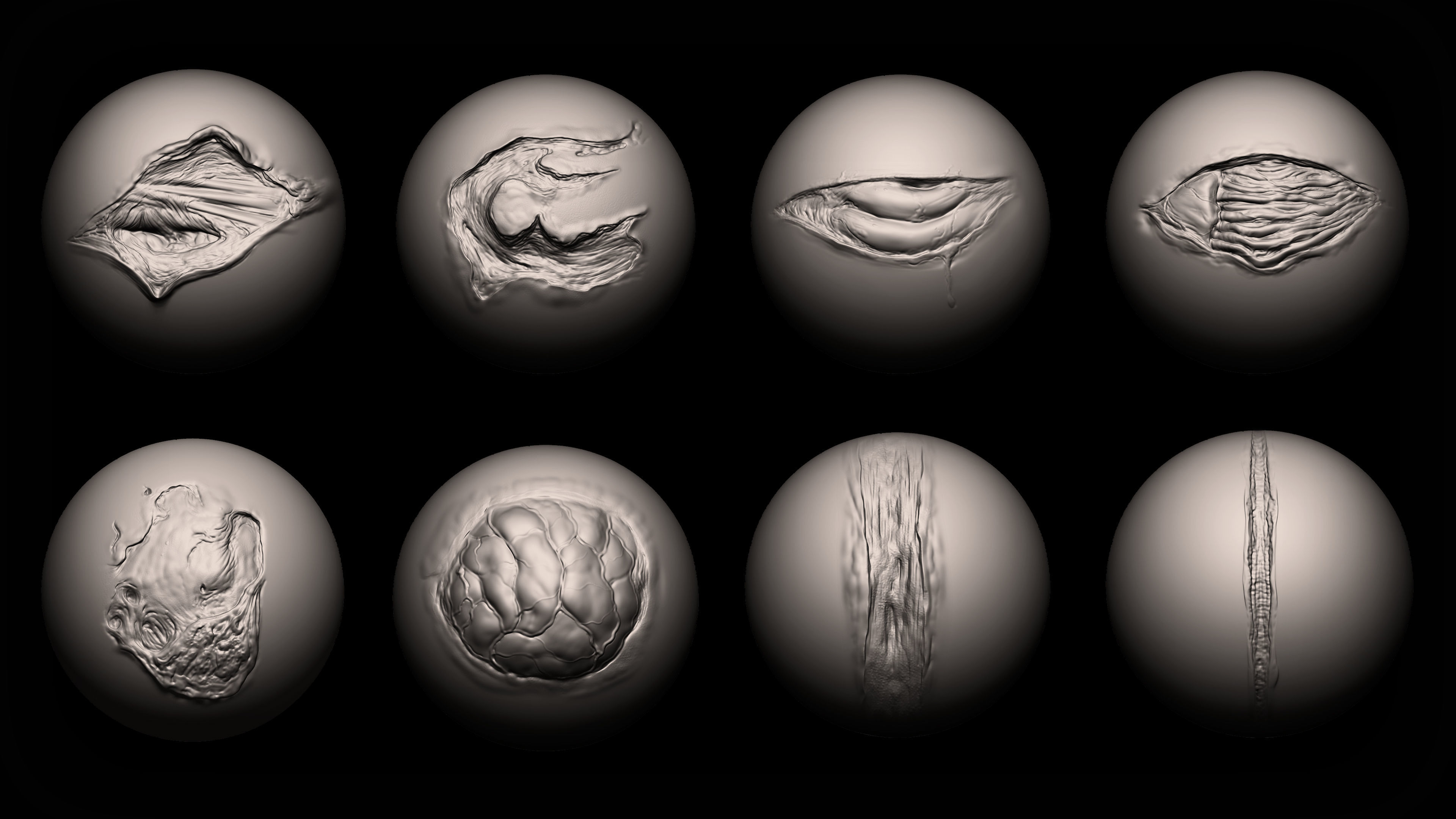 Zbrush and Blender - 40 Open Wounds VDM Brush Texture_5