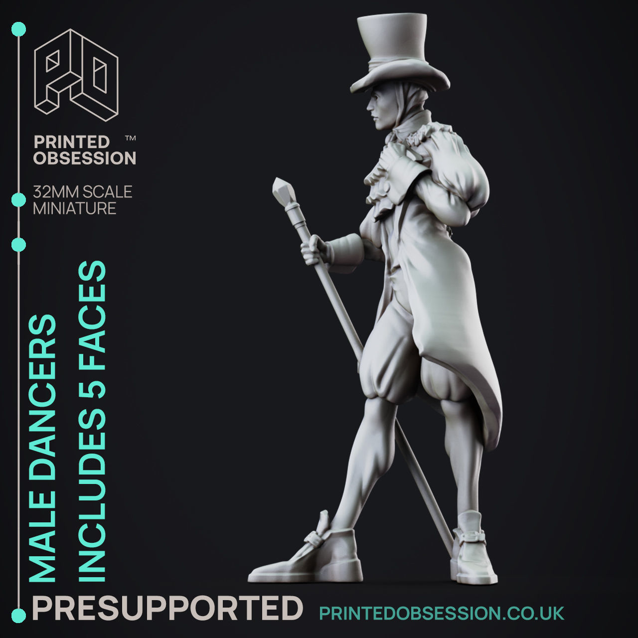 Male Dancer - 3D Printable TTRPG - PRESUPPORTED - 32mm Scale 3D print model_6