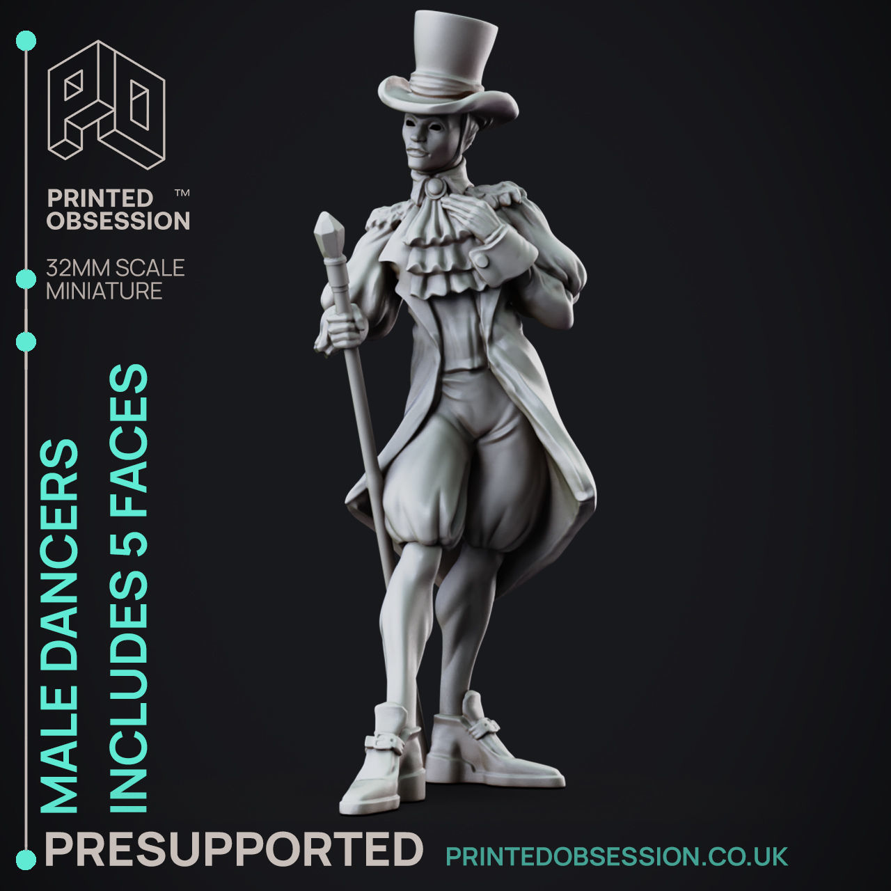 Male Dancer - 3D Printable TTRPG - PRESUPPORTED - 32mm Scale 3D print model_1