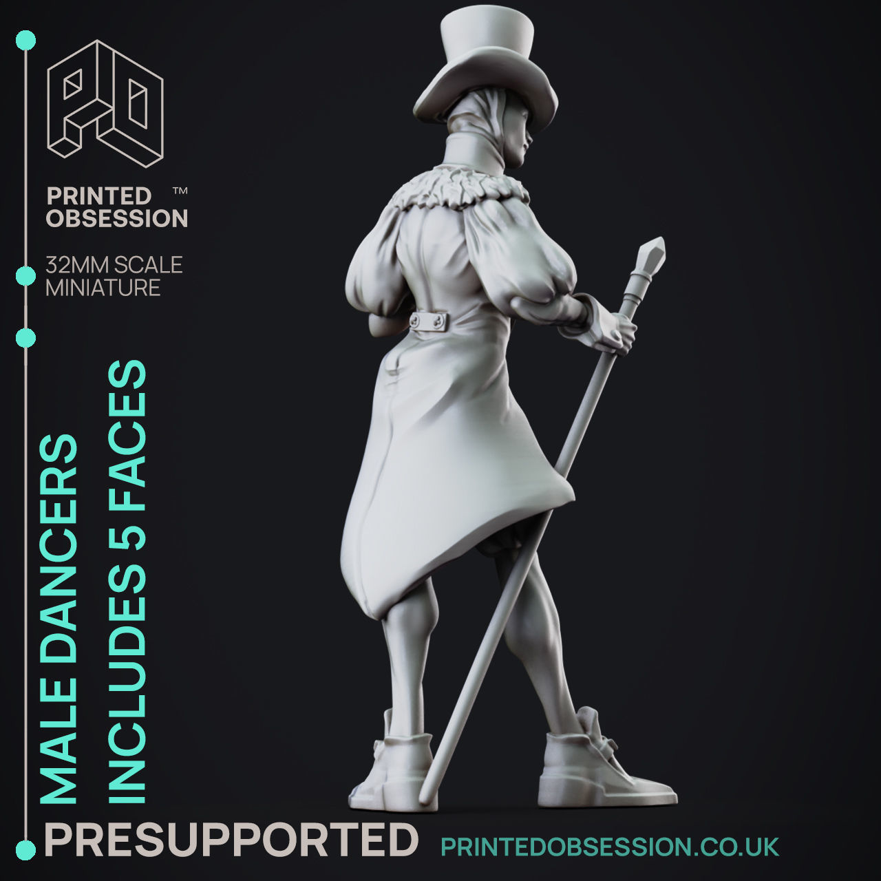 Male Dancer - 3D Printable TTRPG - PRESUPPORTED - 32mm Scale 3D print model_9