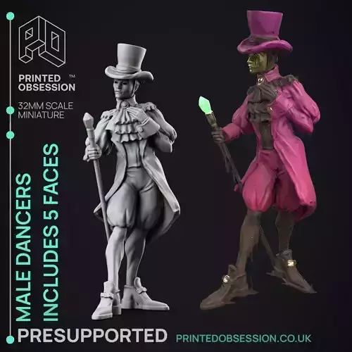 Male Dancer - 3D Printable TTRPG - PRESUPPORTED - 32mm Scale 3D print model